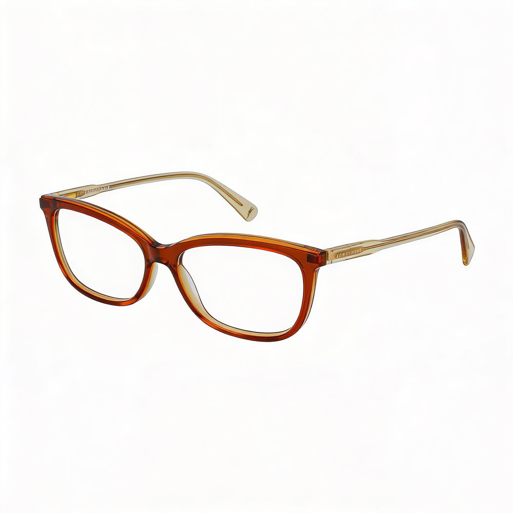 Longchamp Modern Men’s Eyewear with Alloy Steel Construction, Featuring Caramel Frame and Polycarbonate Lenses in Caramel, 54mm