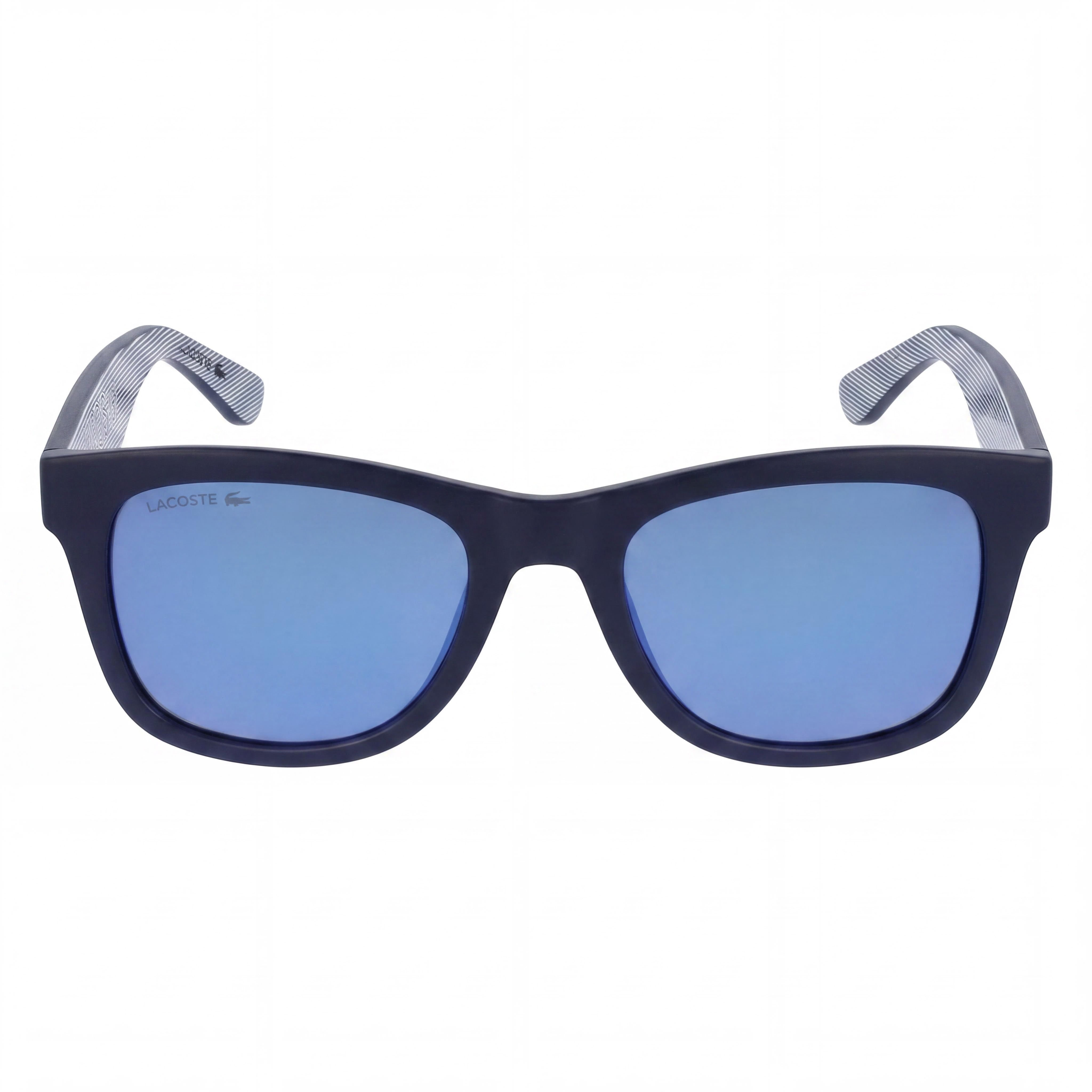 Lacoste Classic Unisex Matte Blue Plastic Frame Sunglasses with Mirrored Lenses and UV Protection, Lens Width 53mm, Photo 2