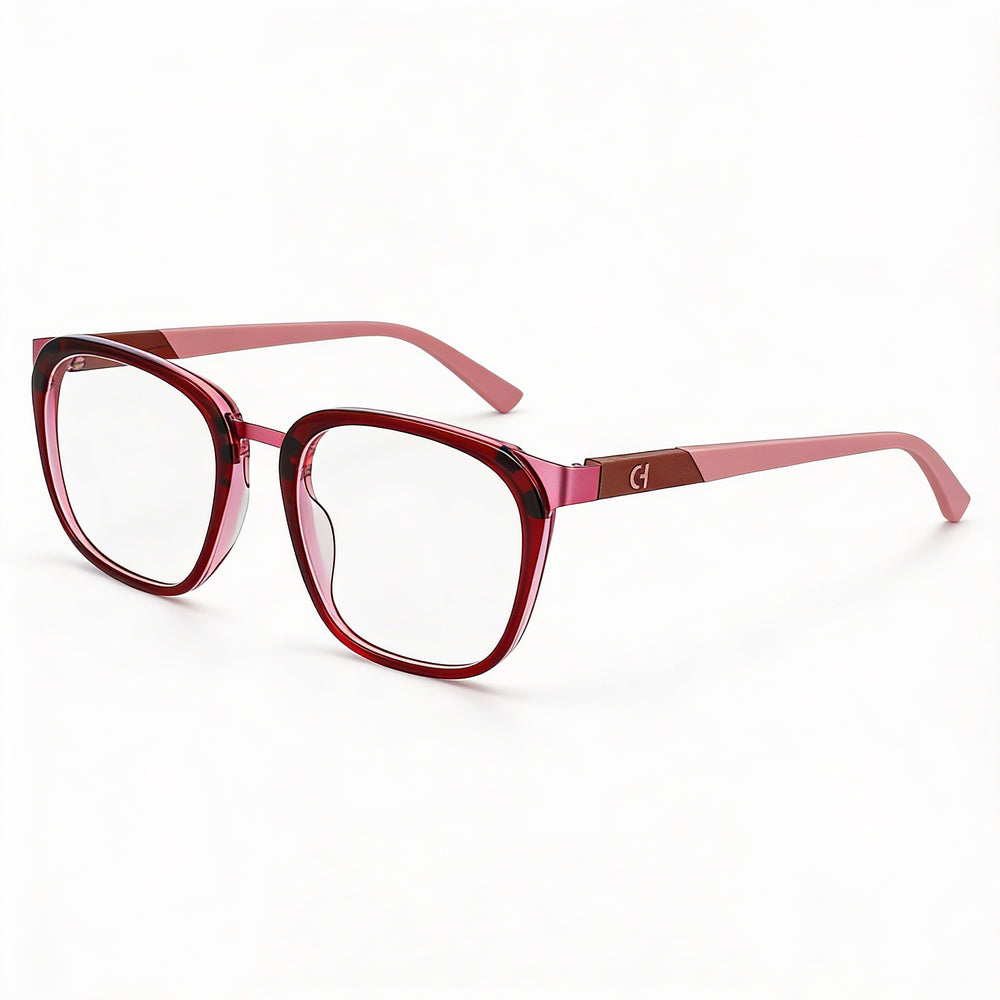 Cole Haan Unisex Burgundy Crystal Black Frame Eyeglasses with Clear Demo Lenses, Prescription Ready