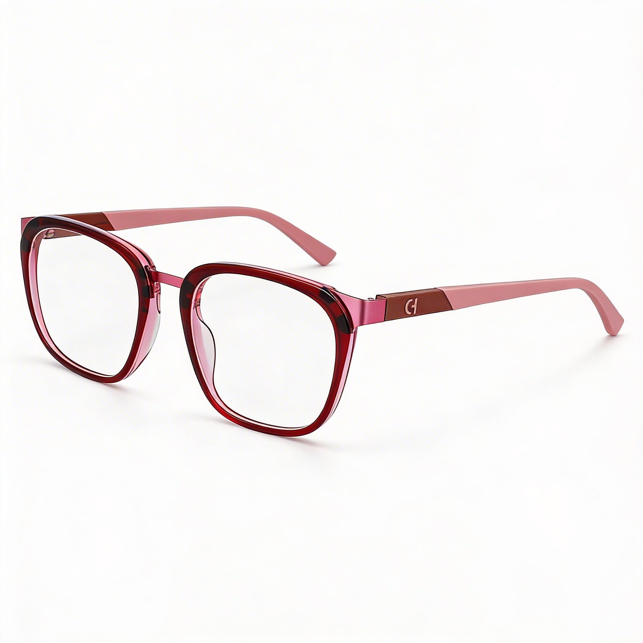 Cole Haan Unisex Burgundy Crystal Black Frame Eyeglasses with Clear Demo Lenses, Prescription Ready, Photo 2