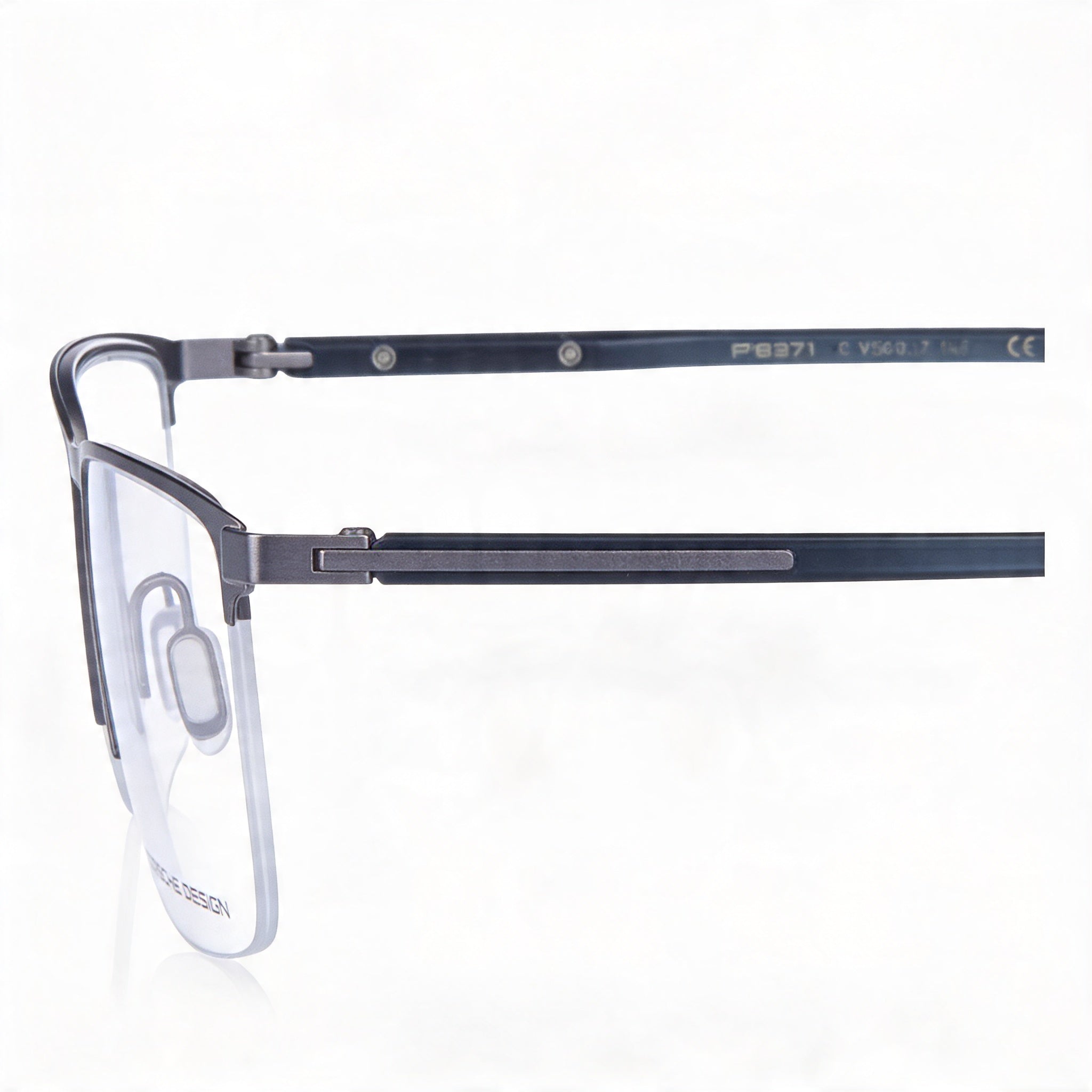 Gafas casuales de metal Porsche Design P8371 para hombre en color gris con lentes de policarbonato transparentes de 54 mm de ancho de lente, Photo 3
