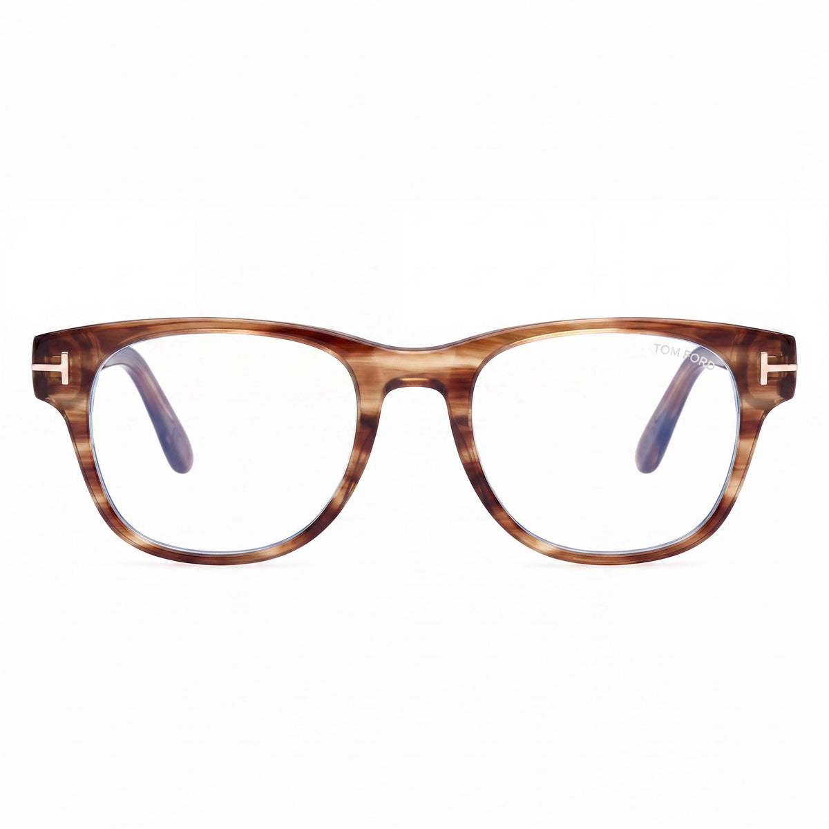 Gafas de bloqueo de luz azul cuadradas de acetato a rayas marrones unisex Tom Ford FT5898-B de 52 mm, Photo 2