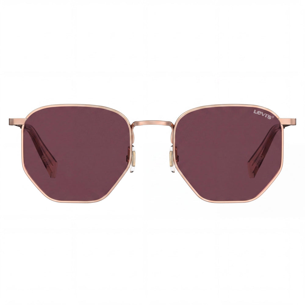 Gafas de sol informales para hombre Levi's, armazón metálico, COBRE DORADO con lentes rosas, protección UV, tamaño 51mm