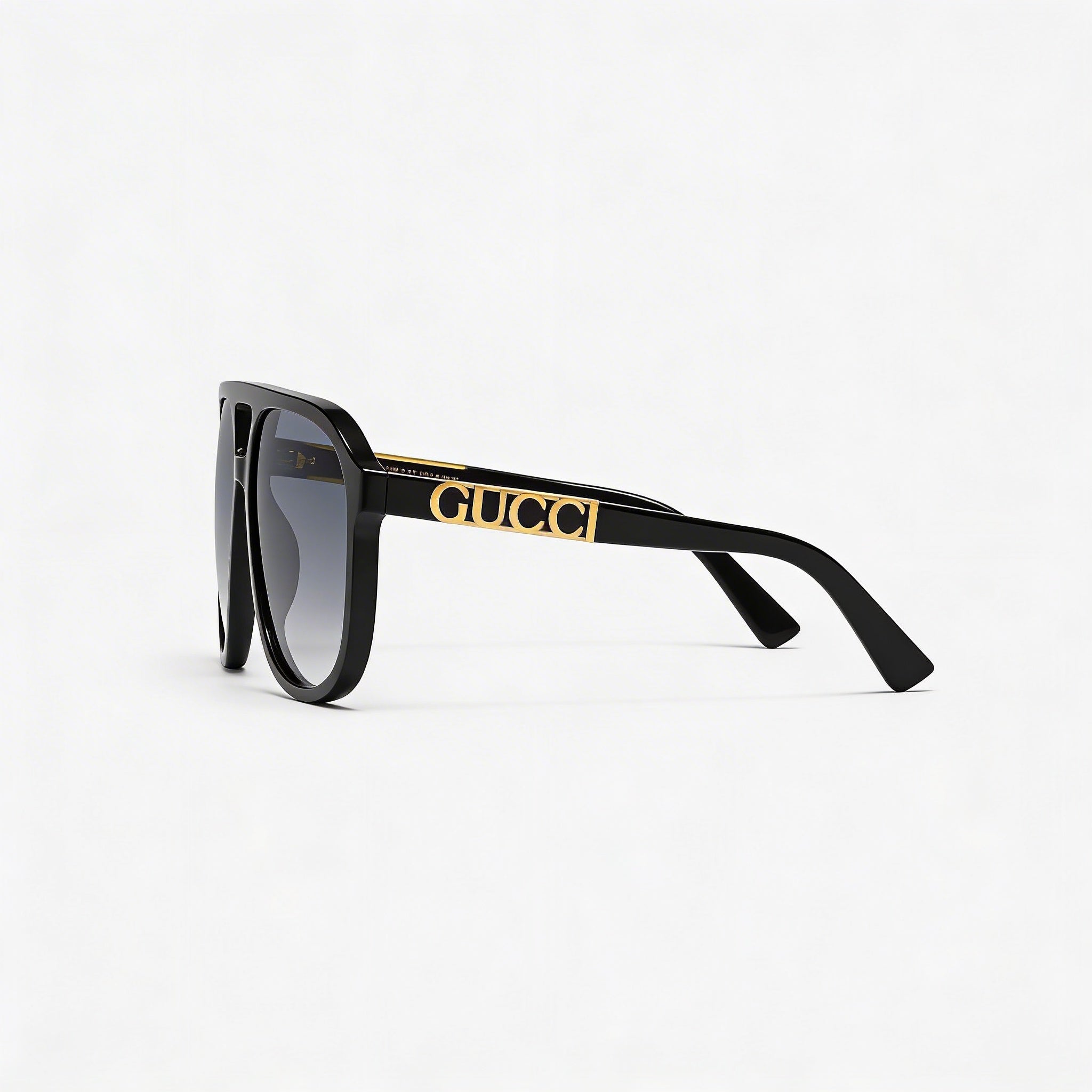 Gucci GG1188S 002 Unisex Black Gold-logo Aluminium Grey Gradient Non-Polarized UV Protection Prescription-Ready 58mm Sunglasses, Photo 2