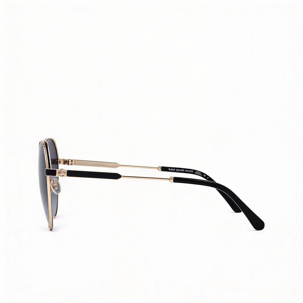 Gafas de sol Kate Spade New York Octavia redondas de acero inoxidable para mujer, 59 mm, montura dorado, negro y gris, lentes sombreados en gris oscuro