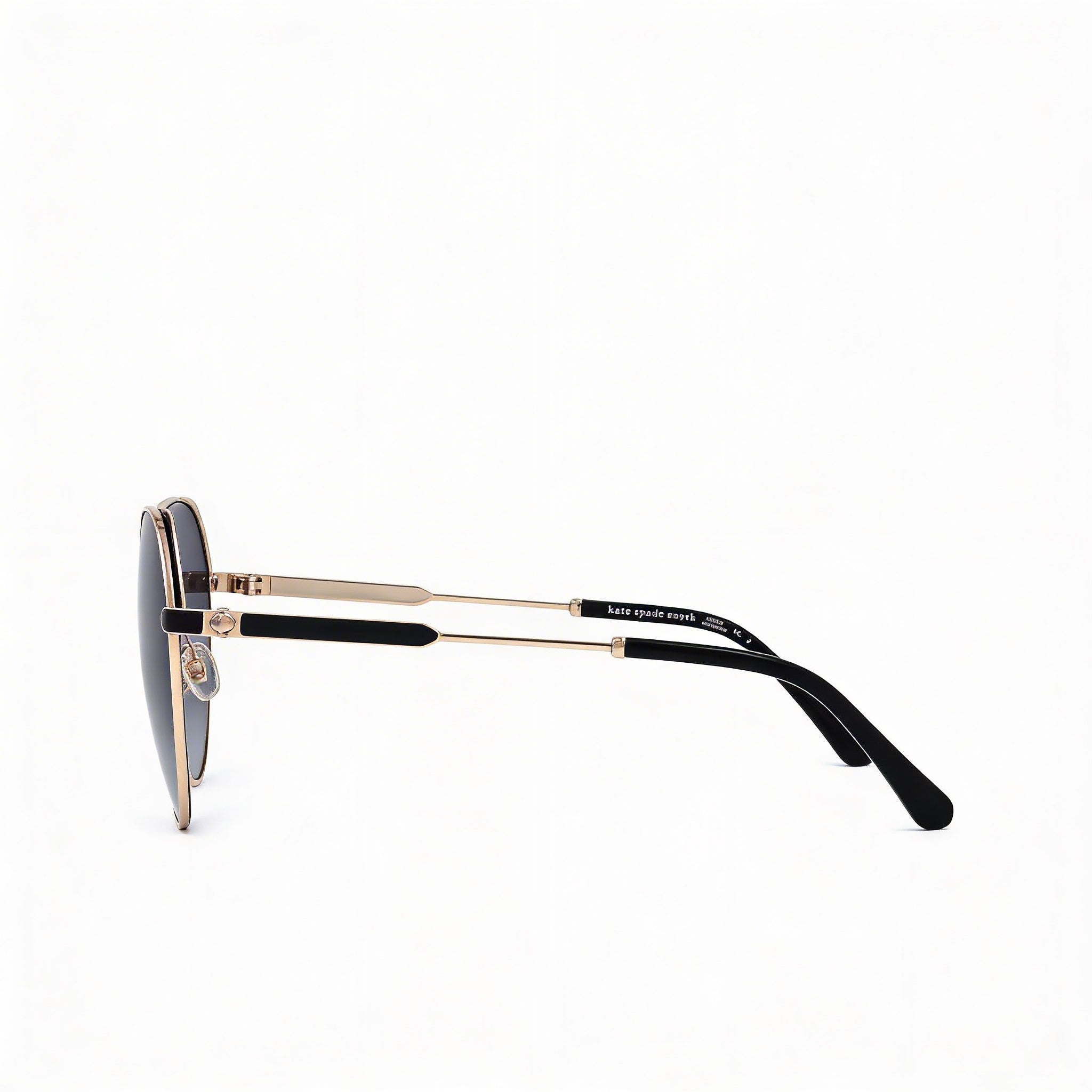 Gafas de sol Kate Spade New York Octavia redondas de acero inoxidable para mujer, 59 mm, montura dorado, negro y gris, lentes sombreados en gris oscuro, Photo 2