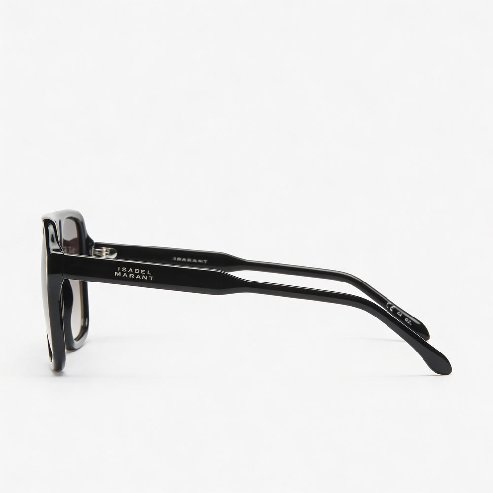 Isabel Marant Im 0125/s Women's Black Acetate Frame Rectangular Casual Non-Polarized Polycarbonate Lens Sunglasses 7-1-4