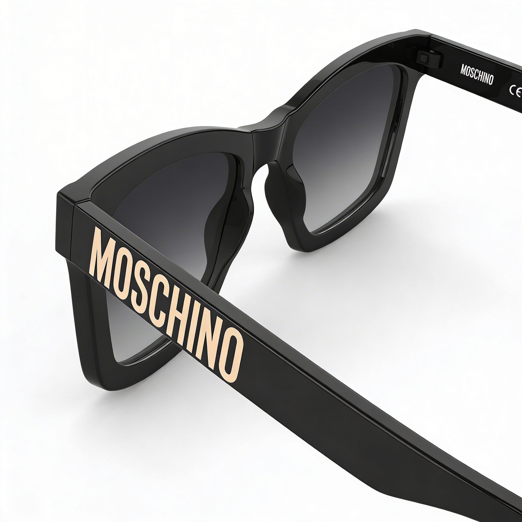 Moschino Women's Classic Black Acetate Sunglasses with Gradient Dark Grey Shaded Lenses 54mm UV Protected, Photo 3