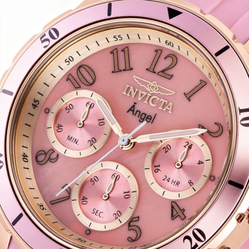 Reloj Invicta japonés para mujer, de acero inoxidable, silicona, cuarzo, tono oro rosa, brilla en la oscuridad, 100 m, 40 mm
