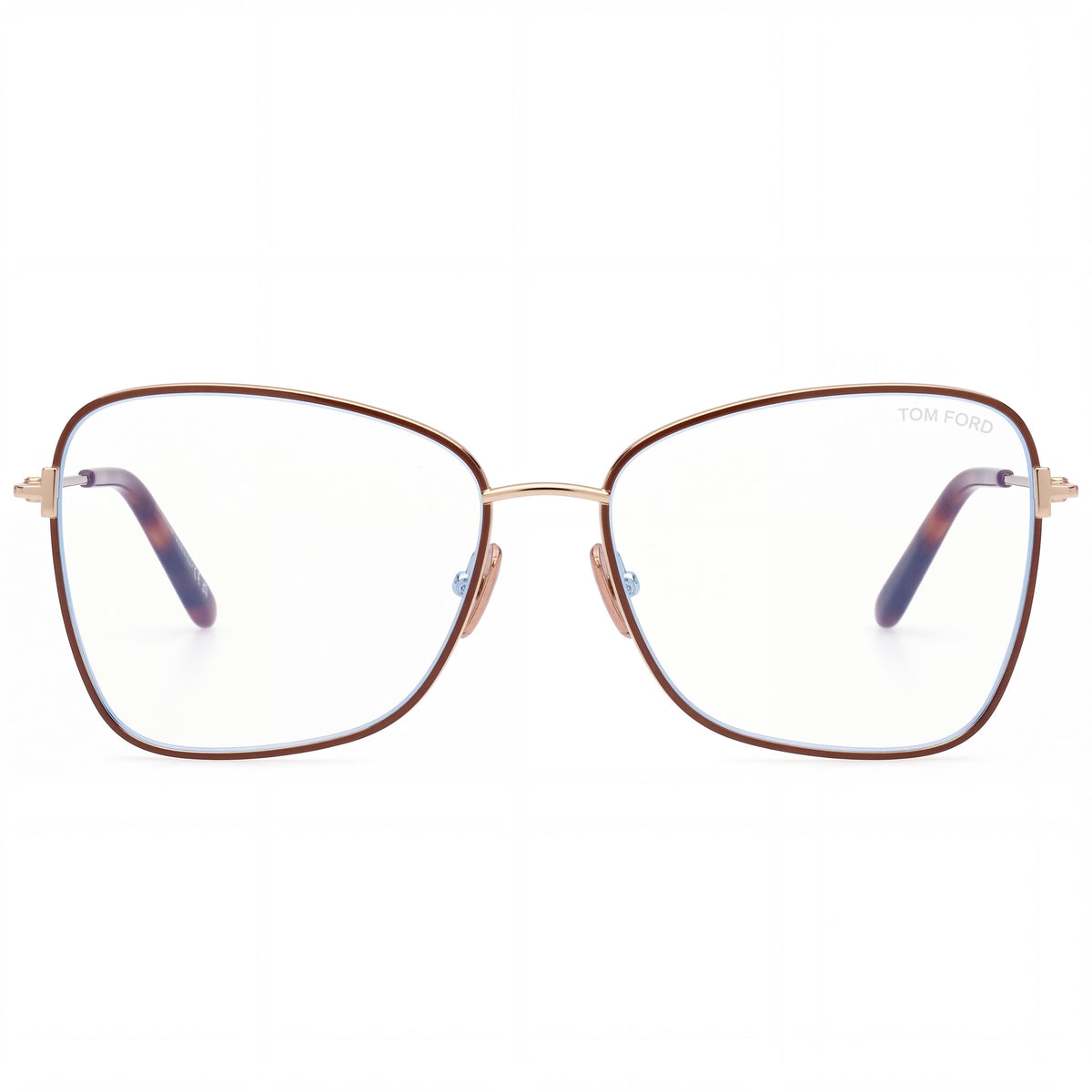 Tom Ford Men's Ft5906-b Blue Filter Metal Eyeglasses Light Brown, Shiny Deep Gold 55mm, Photo 2