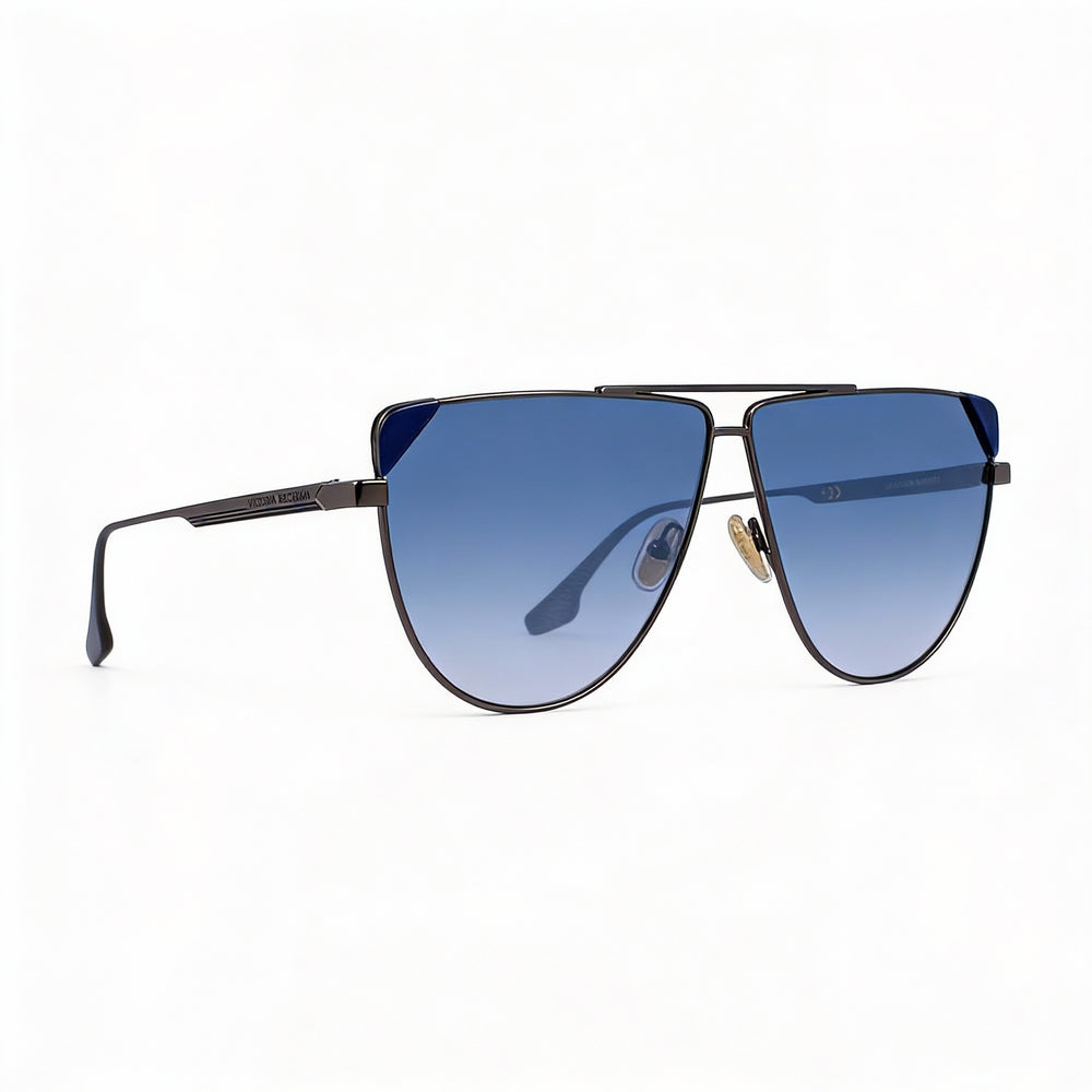 Victoria Beckham VB239S Modern Women's Metal Frame Non-Polarized Polycarbonate Lens Sunglasses Striped Blue 63mm