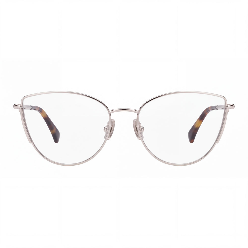 MaxMara Casual Women's Metal Eyeglasses with Transparent Lenses, Shiny Palladium Frame 54mm