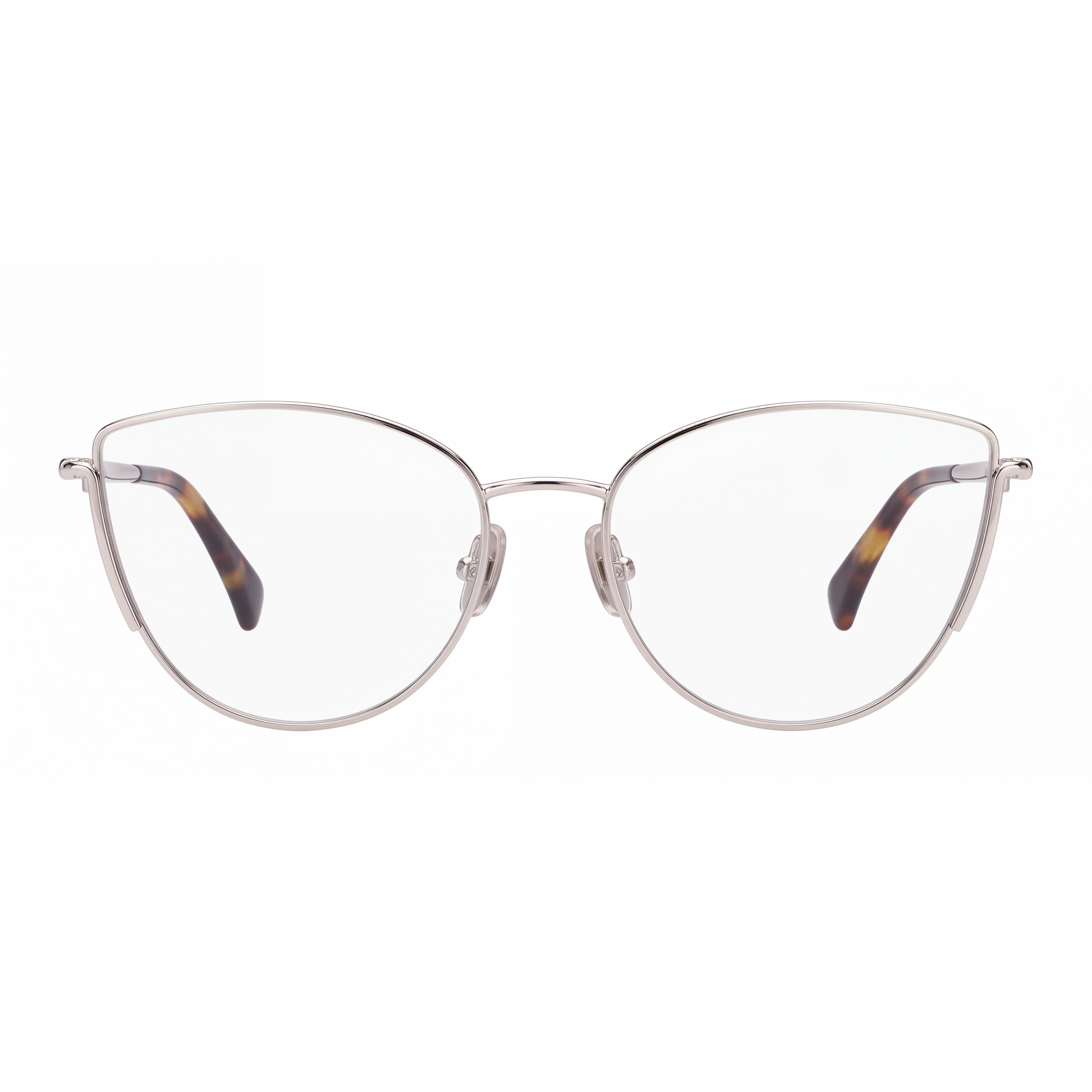 MaxMara Casual Women's Metal Eyeglasses with Transparent Lenses, Shiny Palladium Frame 54mm, Photo 2