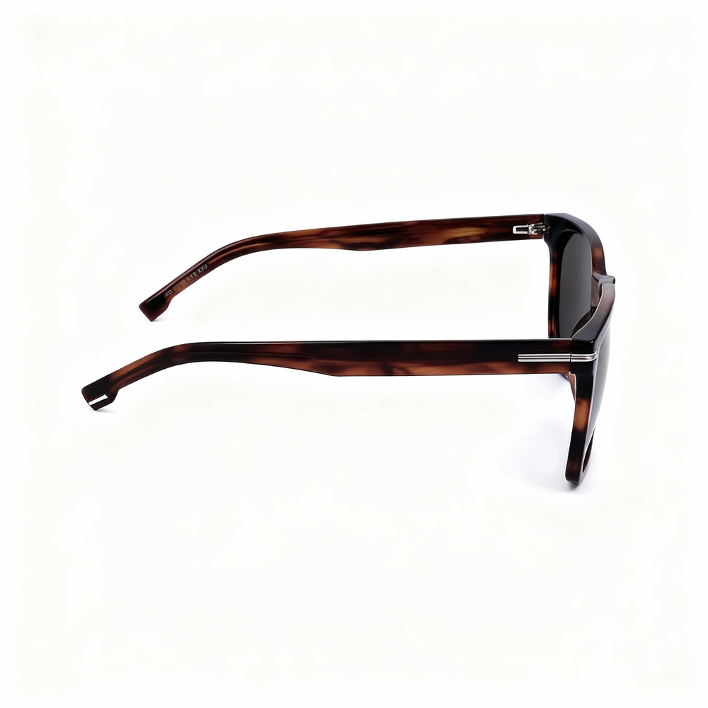 Hugo Boss BOSS 1598/S Unisex Brown Horn Eco Acetate Rectangular Non-Polarized Grey Lens Sunglasses 55mm
