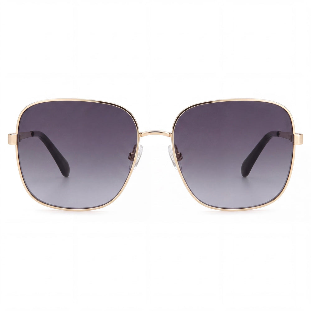 Gafas de sol cuadradas de metal para mujer Fossil Fos 2133/G/S con protección UV, oro claro y gris, 50 mm