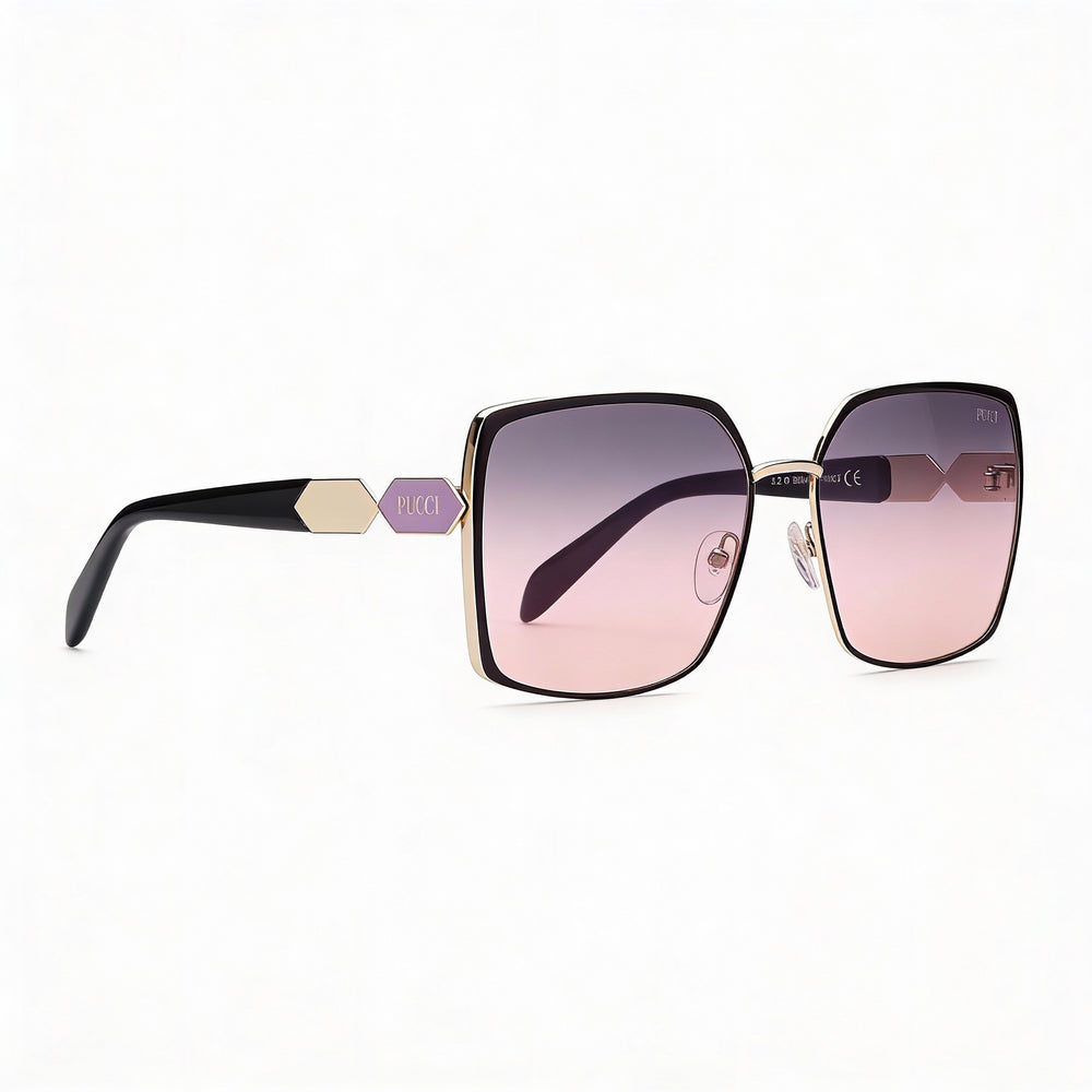 Gafas de sol Emilio Pucci Ep0169 para mujer, de acetato negro degradado ahumado, con protección UV, no polarizadas, 60 mm