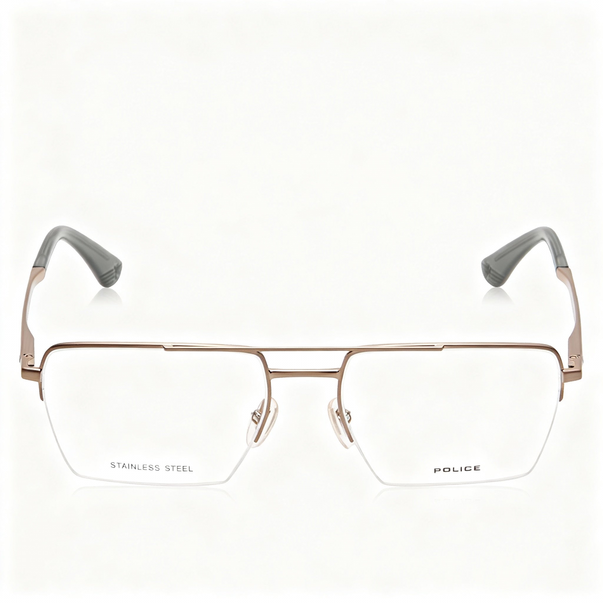 Police classical Men's Optical Eyeglasses with Shiny Satin Bronze Metal Frame, Size 55-18-145, Photo 3