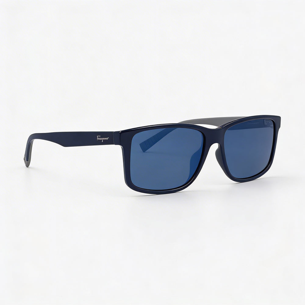 Gafas de sol Salvatore Ferragamo clásicas rectangulares para mujer, armazón de plástico gris azulado, lentes grises de 57 mm, no polarizadas, con protección UV