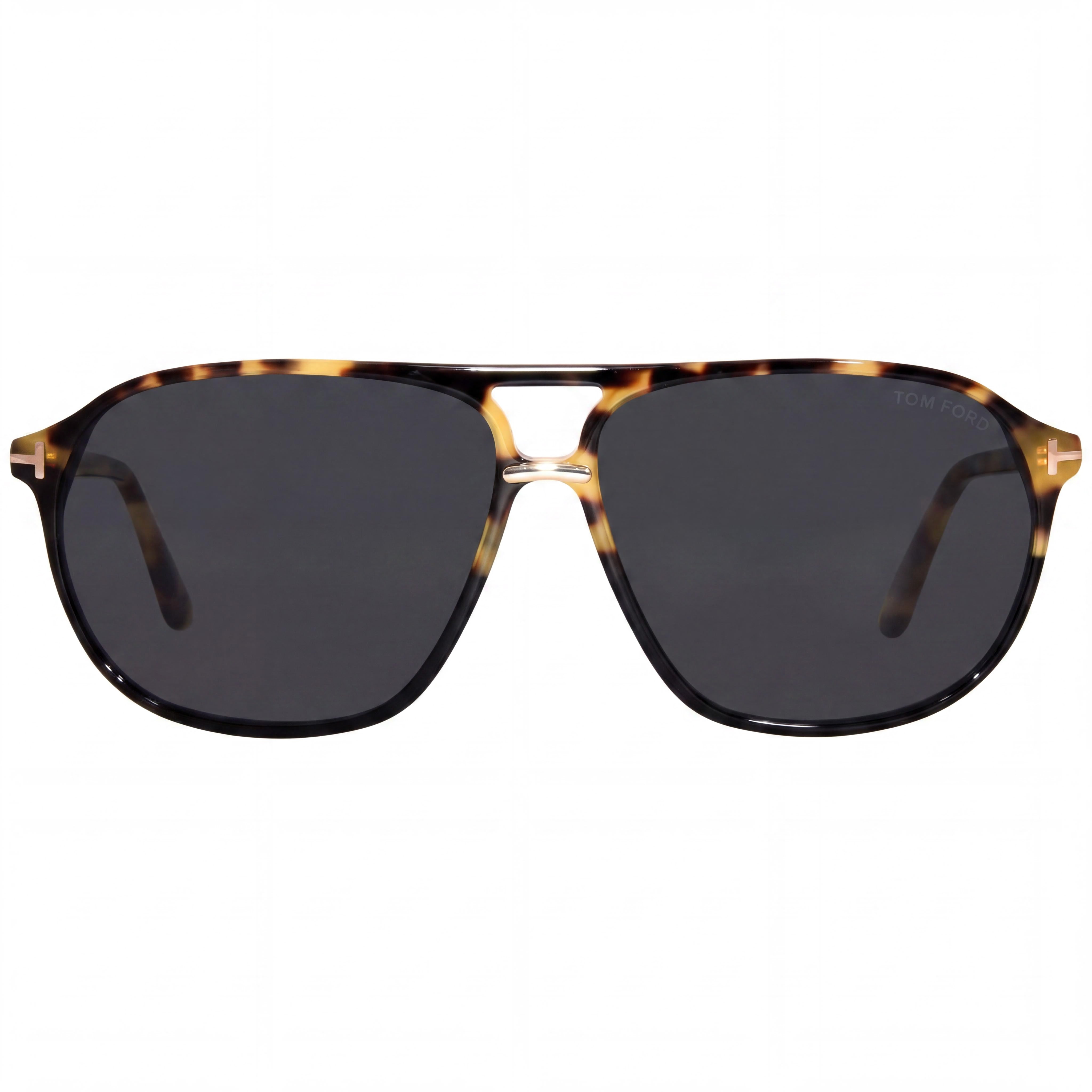 Gafas de sol unisex clásicas Tom Ford Havana de plástico ahumado gris oscuro con protección UV, no polarizadas, 61 mm, Photo 2
