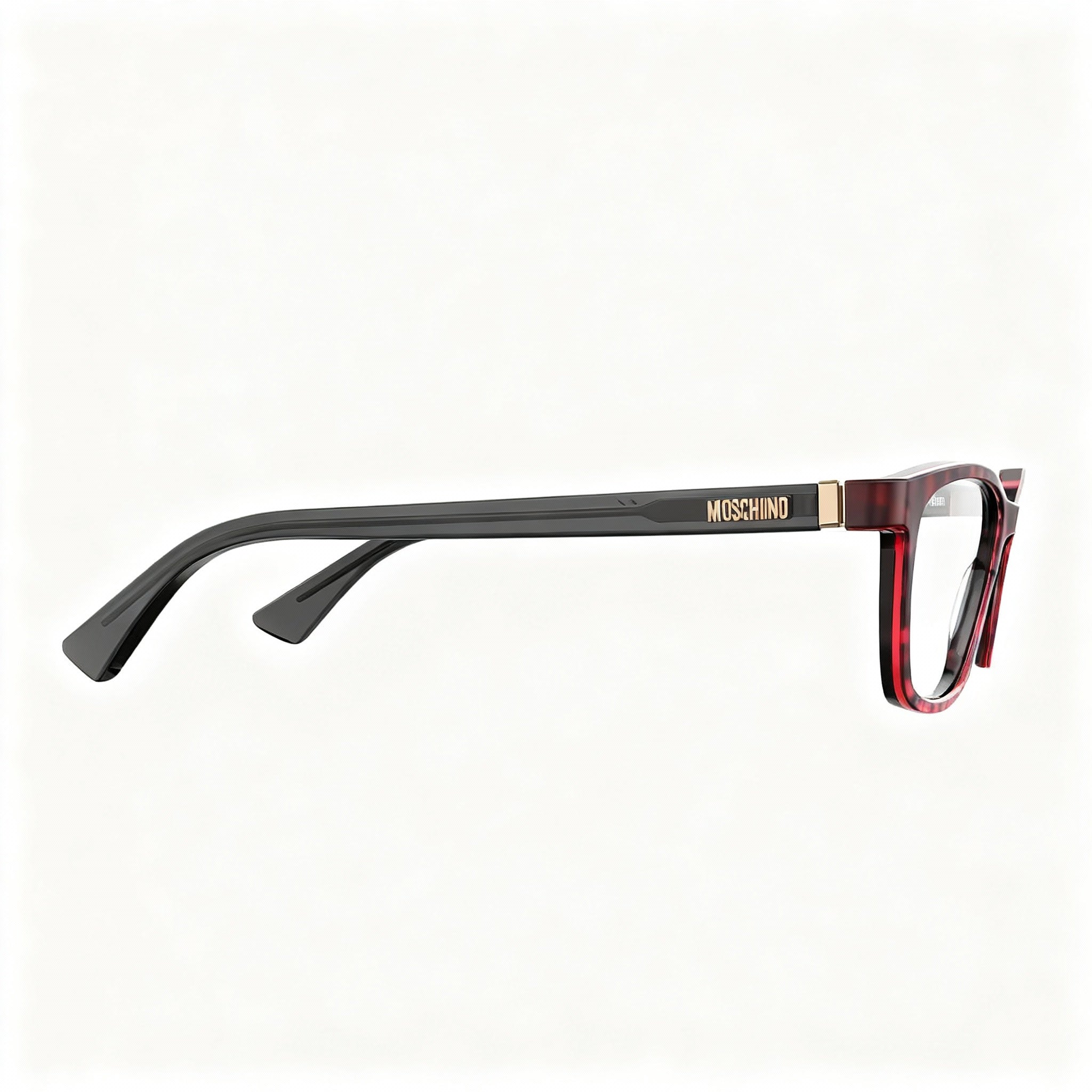 Moschino Eyewear Women's Plastic Frame Eyeglasses in Red Leopard Brown with 55mm Lens Width, Photo 3