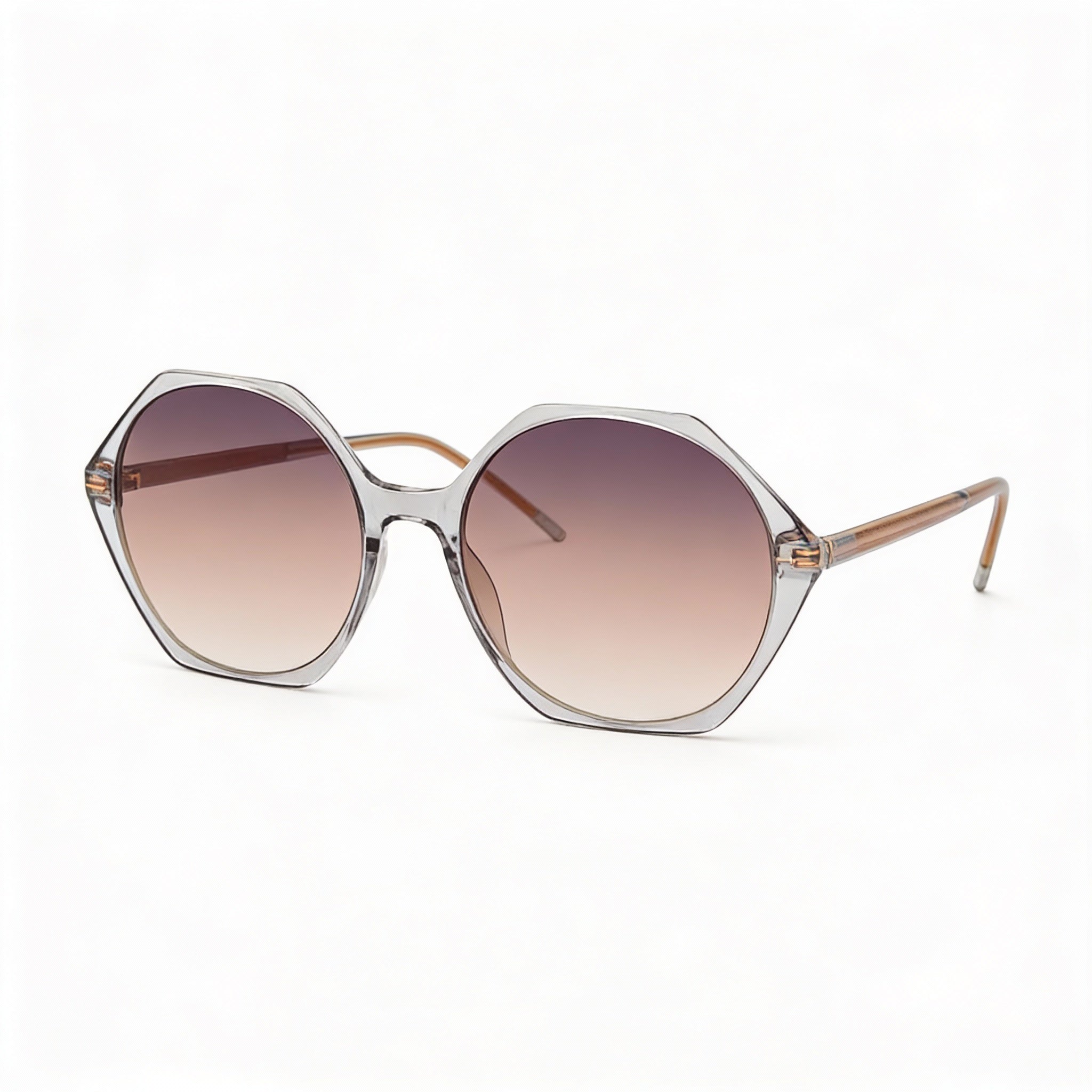 Gafas de sol Hugo Boss Light & Minimal para mujer, montura gris de acetato claro, lentes de doble tono en gris y marrón, 56-18-140, Photo 3