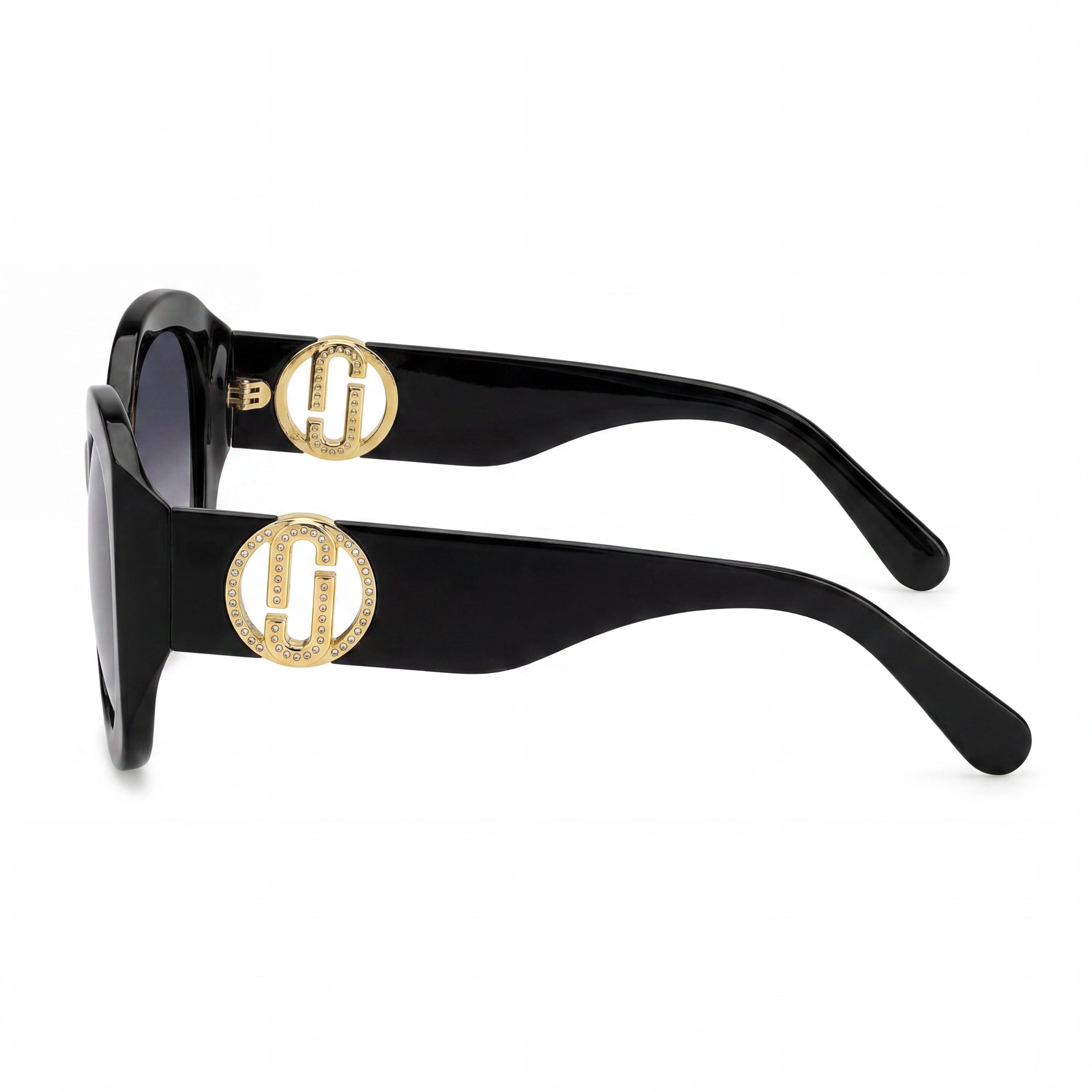 Marc Jacobs Marc 722/S Women's Sunglasses with Black Gold Acetate Frame and Dark Grey Shaded Lenses 56mm, Photo 3