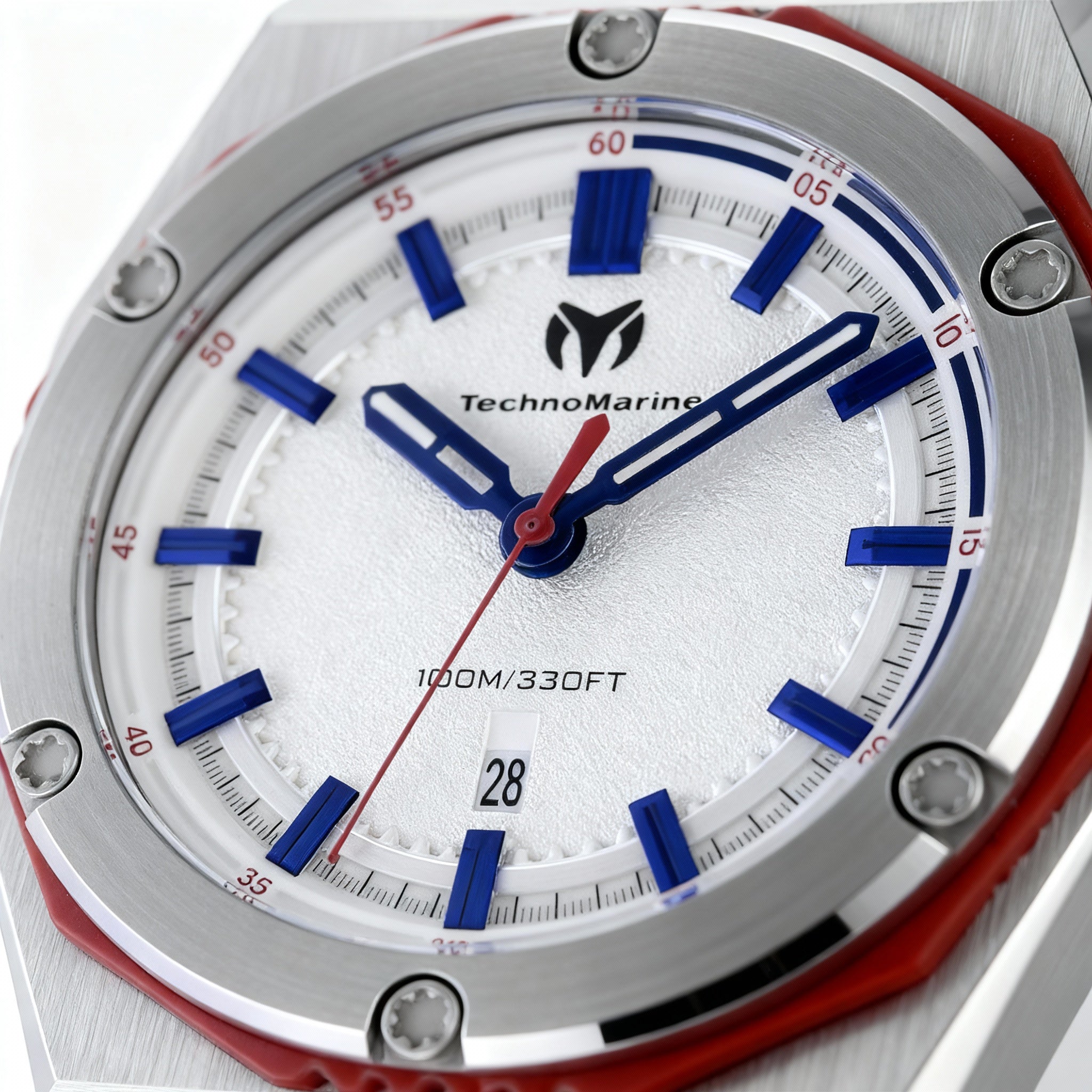 Technomarine CORAL - Legacy TM-416066 Men's 45mm Silver Dial Stainless Steel Quartz Watch, Silicone Strap, Photo 3