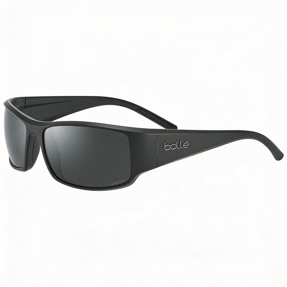 bollé Classic Unisex Black Matte Nylon Frame Sunglasses, Anti-Reflective UV Protection Volt Gun Lenses 63mm