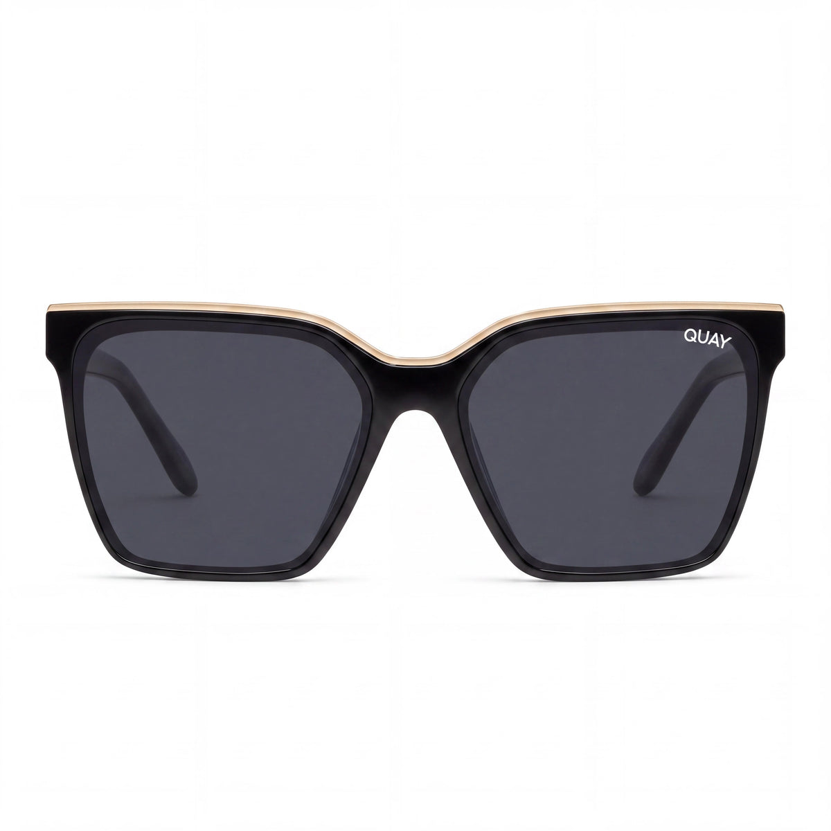 QUAY AUSTRALIA Level Up Women's Black Gold Injection Frame Smoke Polarized UV Sunglasses 147mm, Photo 2