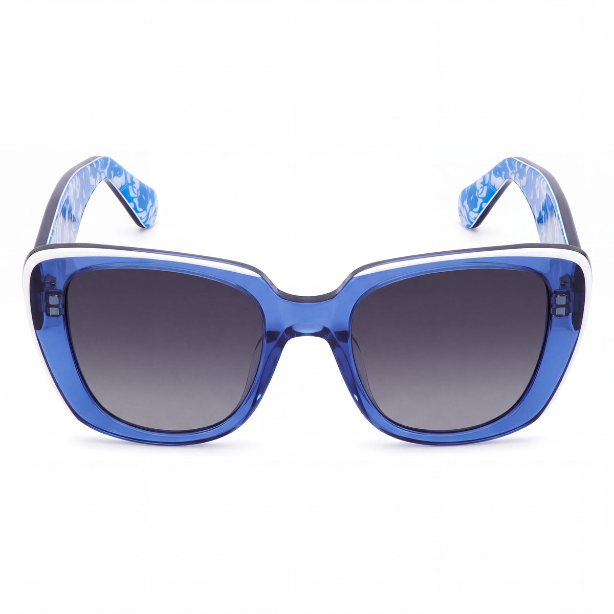 Gafas de sol kate spade new york Fabia/S rectangulares para mujer, de acetato azul y blanco, con protección 100% UV, gris oscuro, 51 mm, Photo 2