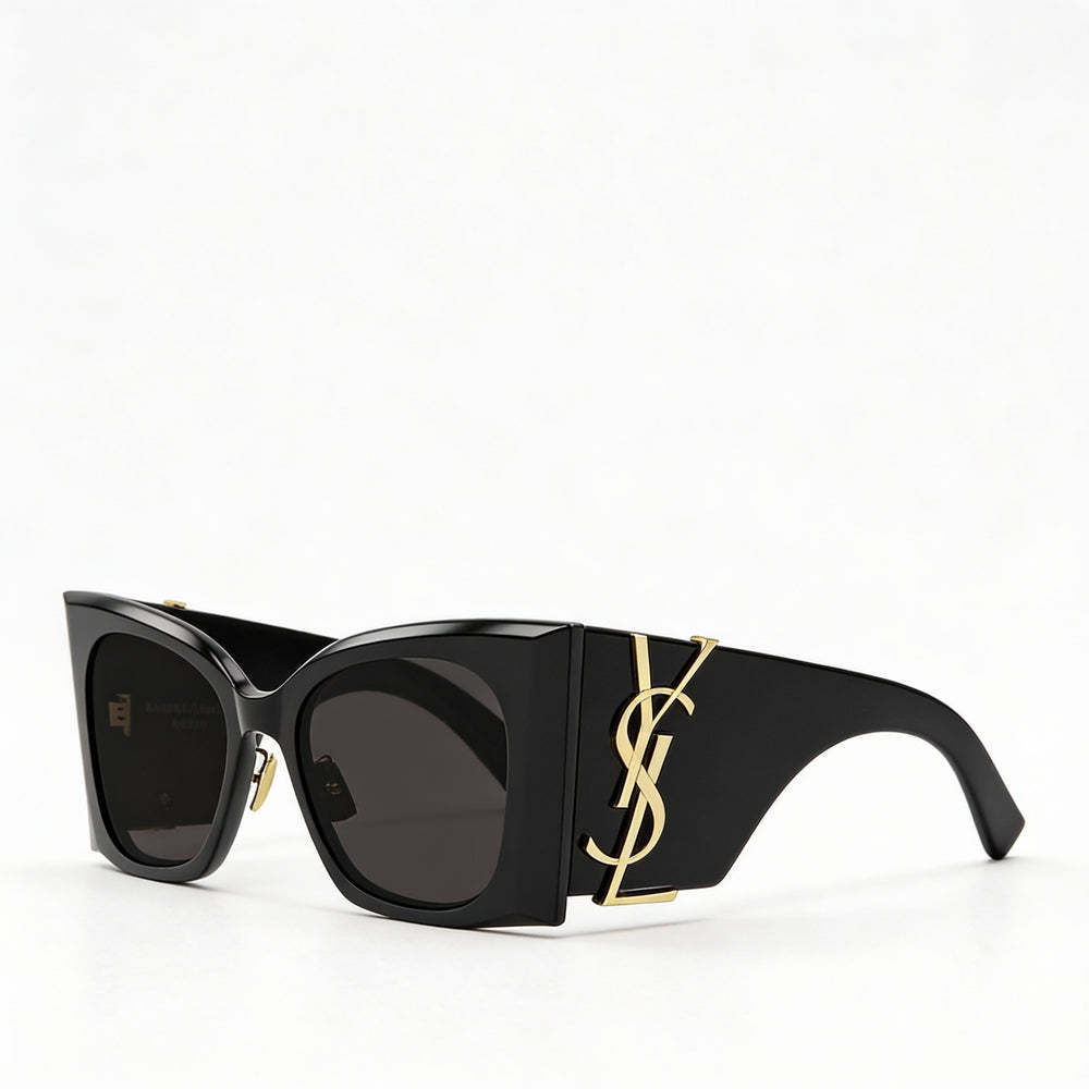 Yves Saint Laurent SL M119/F BLAZE Women's Black Full-Rim Butterfly Recycled Acetate Sunglasses 53