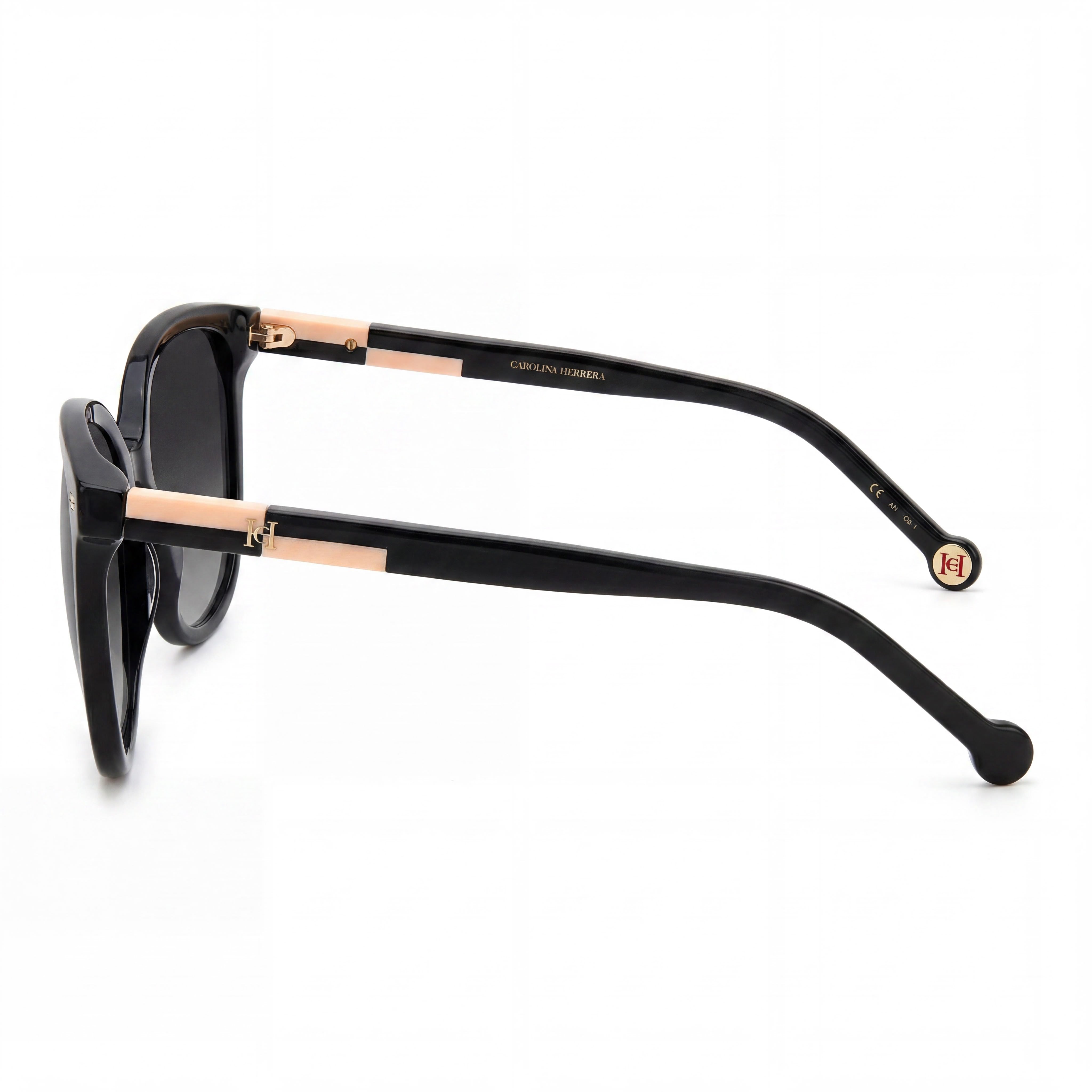 Carolina Herrera Clásicas Unisex Plástico Negro Nude Montura Gris Oscuro Degradado, Lentes Gris Oscuro Degradado, No Polarizadas con Protección UV 55mm, Photo 3