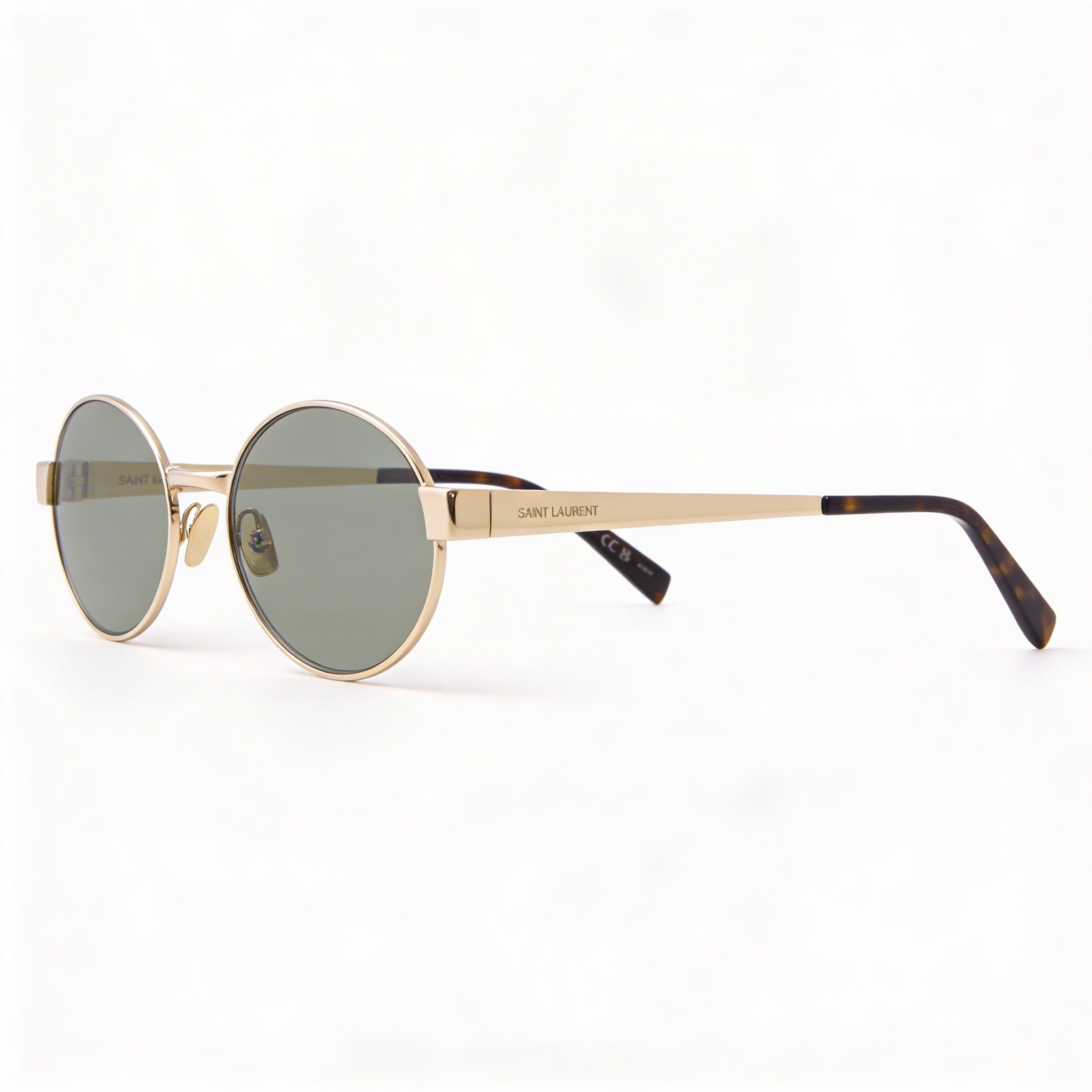Gafas de sol redondas Saint Laurent Classic SL 692 de metal dorado con lentes verdes no polarizadas para mujer 55mm, Photo 3