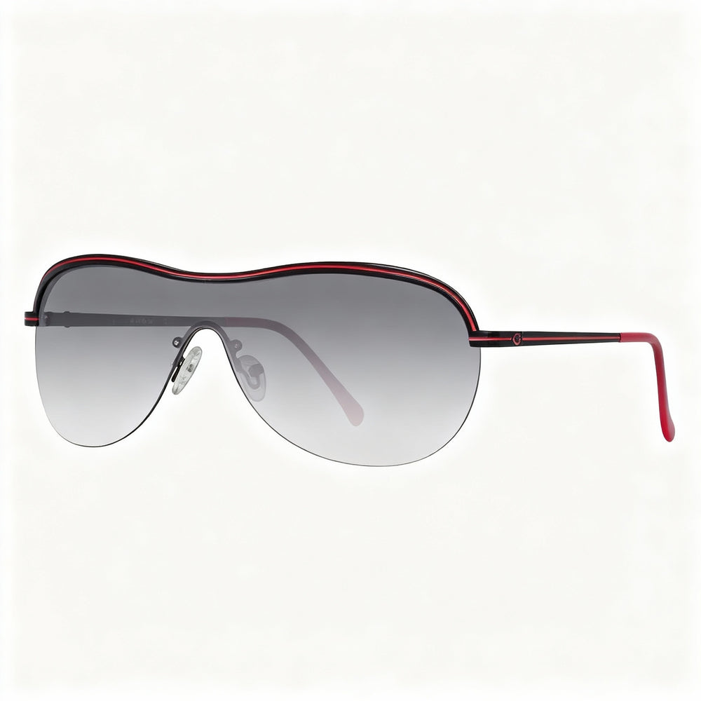 GUESS Modern Women's Wrap Around Metal Sunglasses, Black Frame, Gradient Grey Plastic Lenses, 65mm