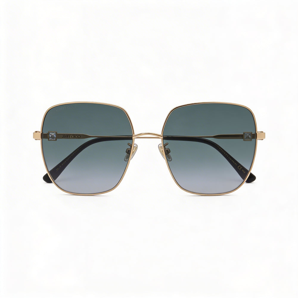 Jimmy Choo KORI/G/SK - Gafas de sol para mujer, de aleación de acero, color dorado y negro, con diseño de mariposa y degradado gris, protección UV, 60 mm