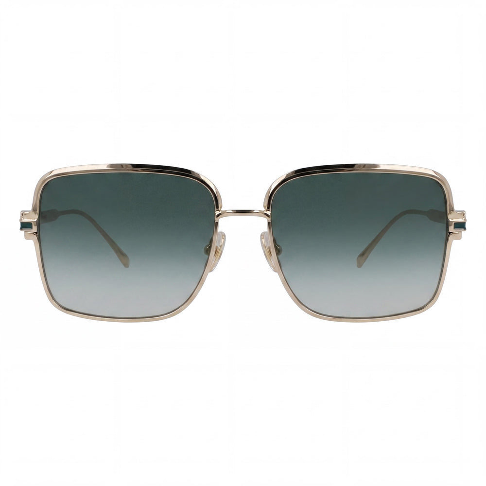 Gafas de sol para hombre Ferragamo Sf317s de titanio dorado con lentes de policarbonato verde degradado, protección UV 400, 57 mm