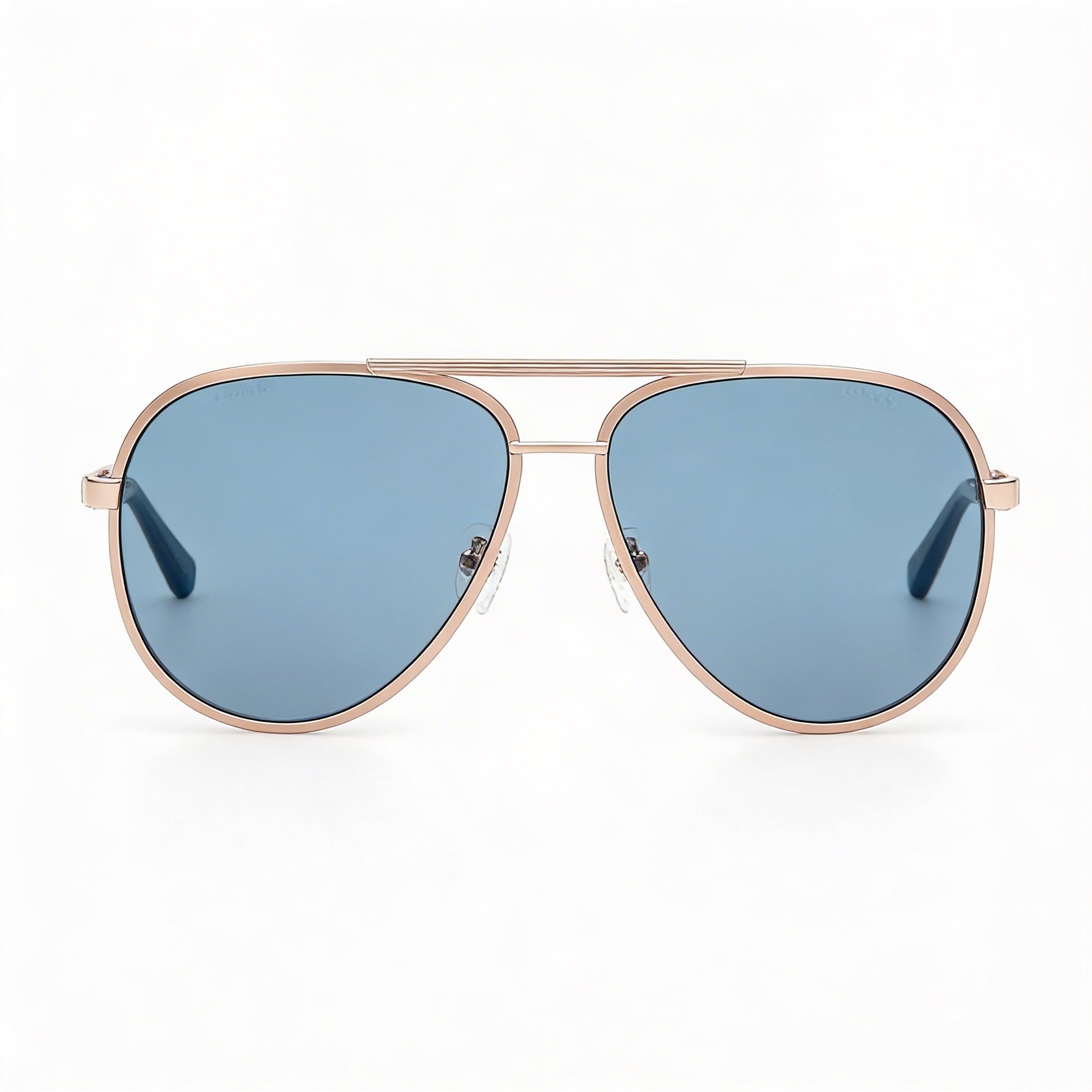 Gafas de sol Guess de aviador a rayas para mujer, montura dorada pálida, lentes azules, protección UV, 61 mm, Photo 3