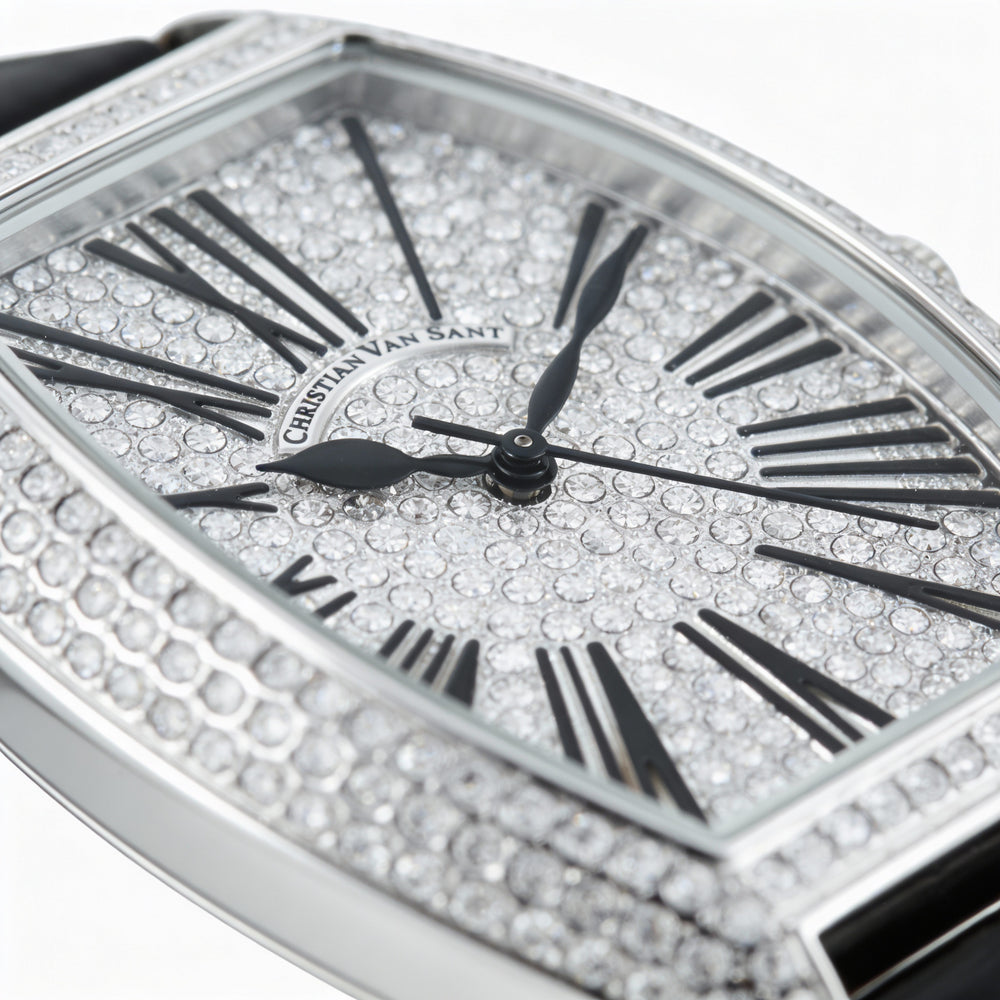 Reloj de cuarzo plateado para mujer de Christian Van Sant con esfera y bisel de cristal