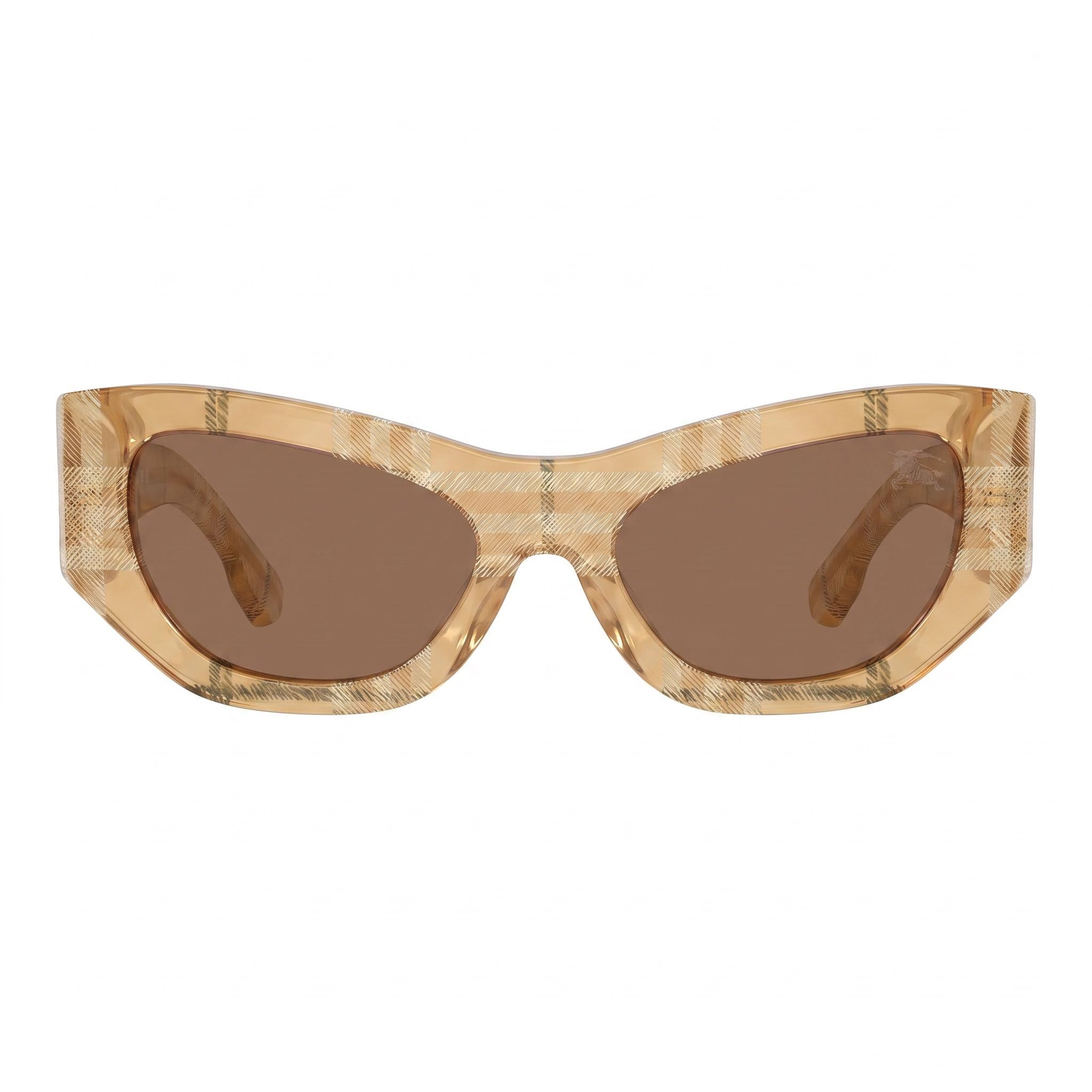 Gafas de sol unisex modernas BURBERRY, montura beige, lentes beis a cuadros no polarizadas (puente de 19 mm, patilla de 145 mm), Photo 2