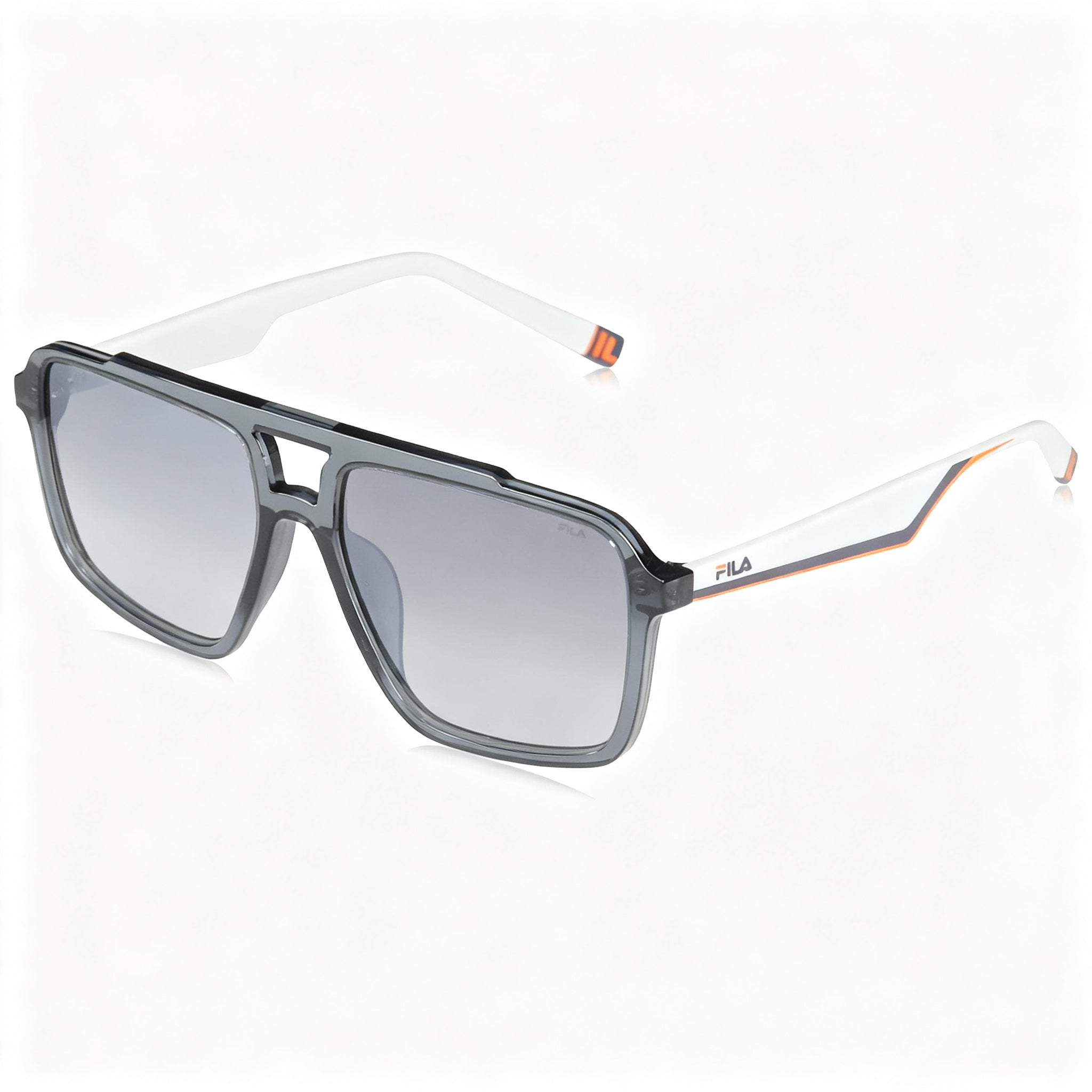 Fila Sfi460 Unisex Sunglasses, Asphalt Grey Frame, Non-Polarized UV Protection Smoke Gradient Mirror Silver Triacetate Lenses 57-16-145, Photo 3