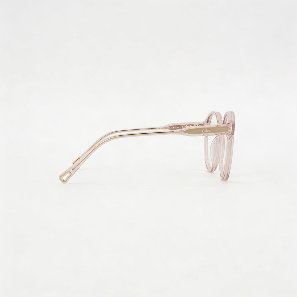 Chloe CH0127O 004 Women's Transparent Pink Acetate Oval Full Rim Eyeglasses, Clear Lenses, 51mm
