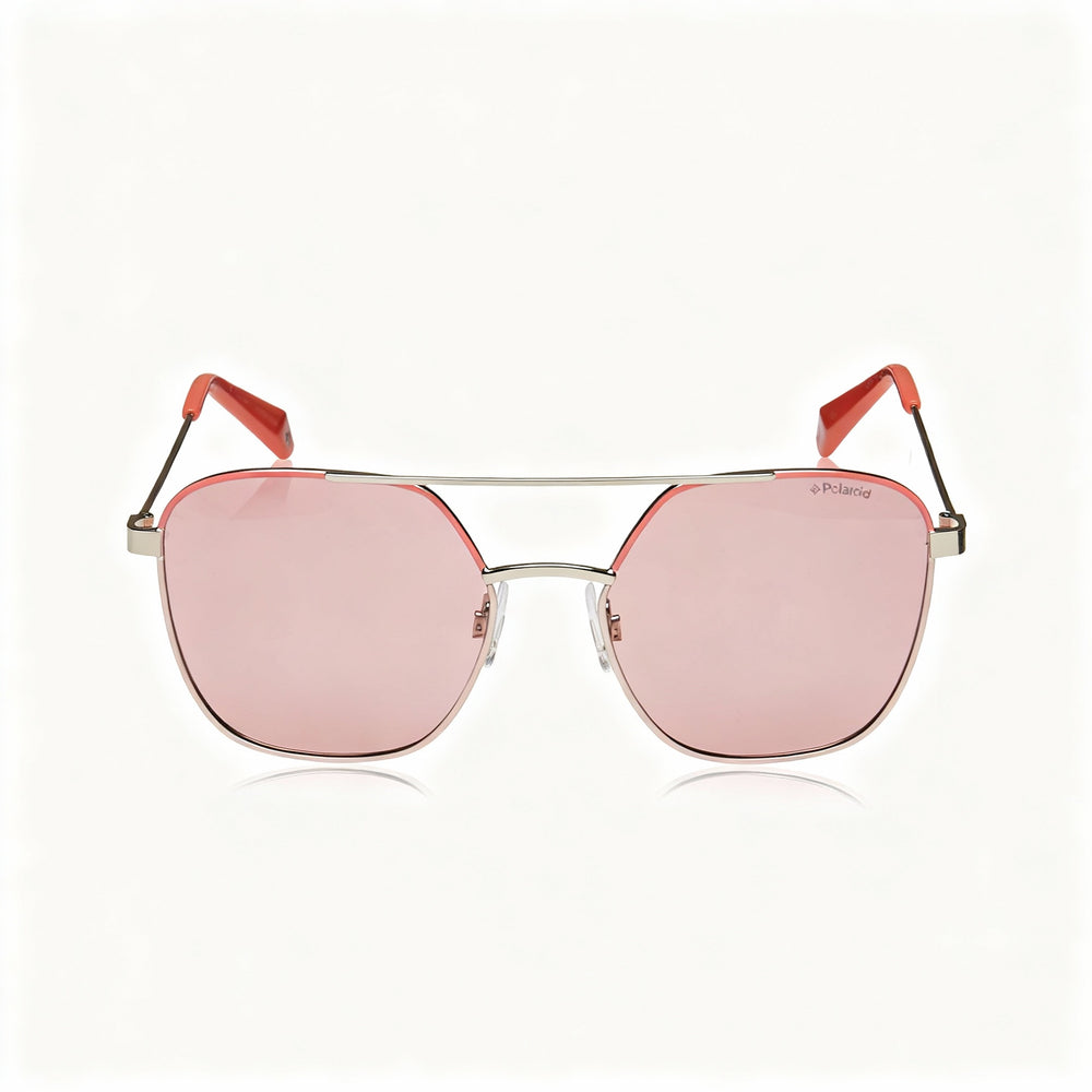Polaroid PLD 6058/S Classic Women's Pink Metal Frame Square Pink Polarized Lens Sunglasses 56mm