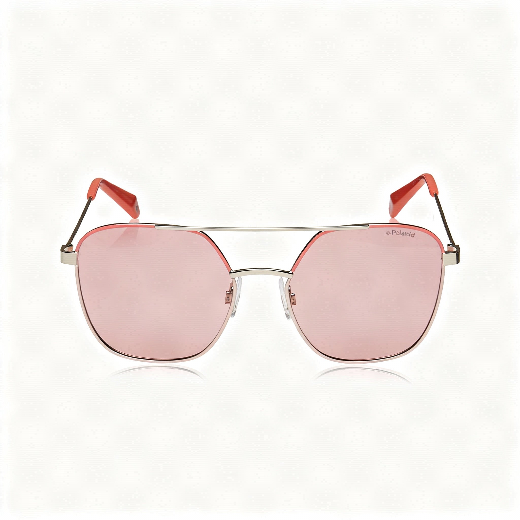 Polaroid PLD 6058/S Classic Women's Pink Metal Frame Square Pink Polarized Lens Sunglasses 56mm