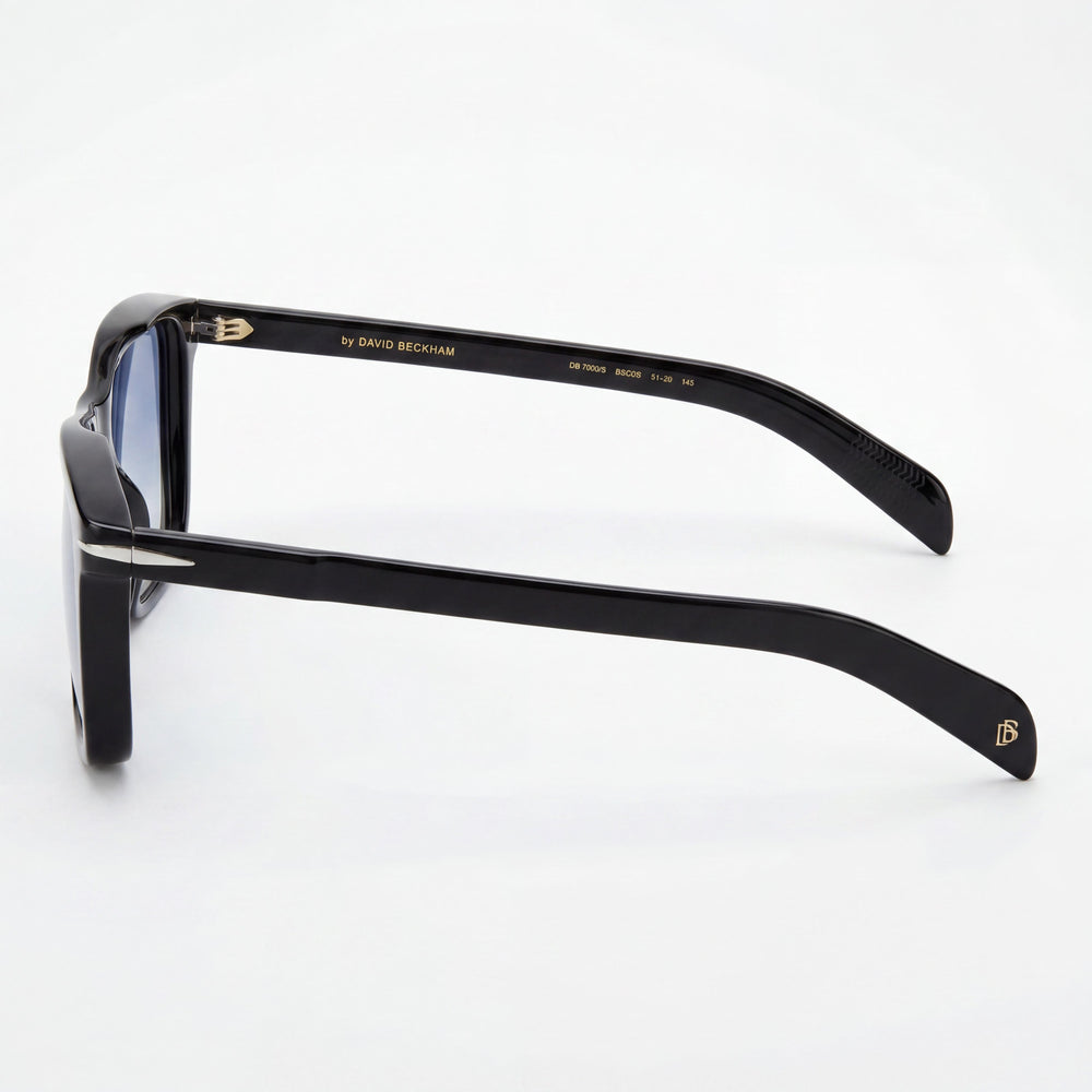 David Beckham DB 7000/S Gafas de Sol Clásicas de Acetato para Hombre, Marco Negro Azul Sombreado, Lentes Negro Plata, Protección UV 51mm