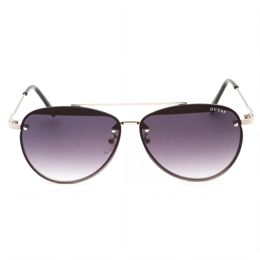 Gafas de sol GUESS Classic para mujer con montura metálica de níquel estaño brillante y lentes degradadas ahumadas de 63 mm