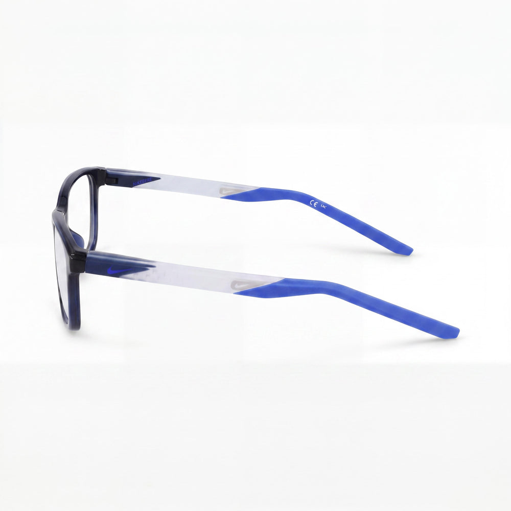 Nike Classic Unisex Eyeglasses with Obsidian Acetate Frame and Transparent Polycarbonate Lenses, 55mm Lens Width