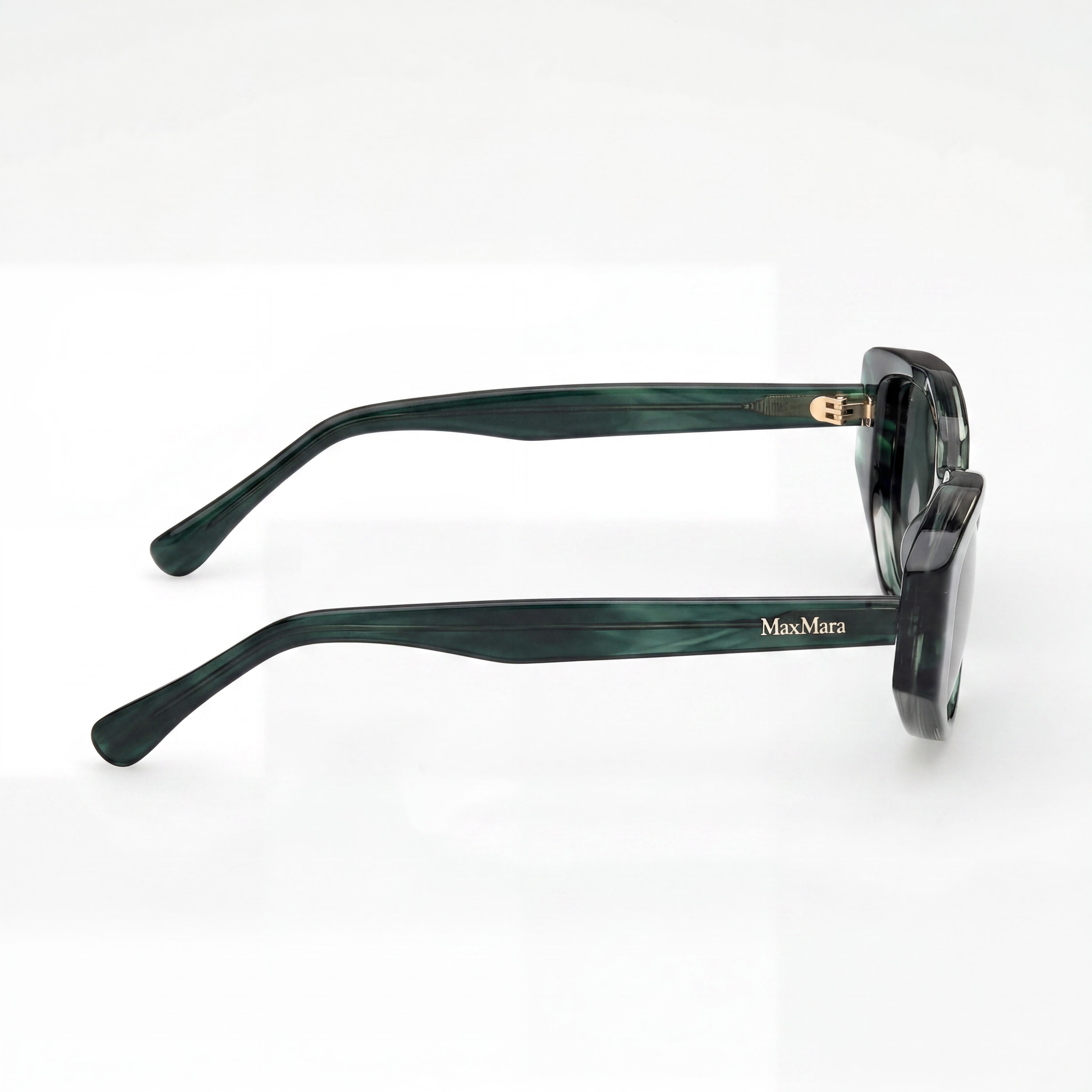 Gafas de sol informales MaxMara para mujer con montura de acetato verde oscuro, lentes verdes y protección UV 400 de 52 mm, Photo 3