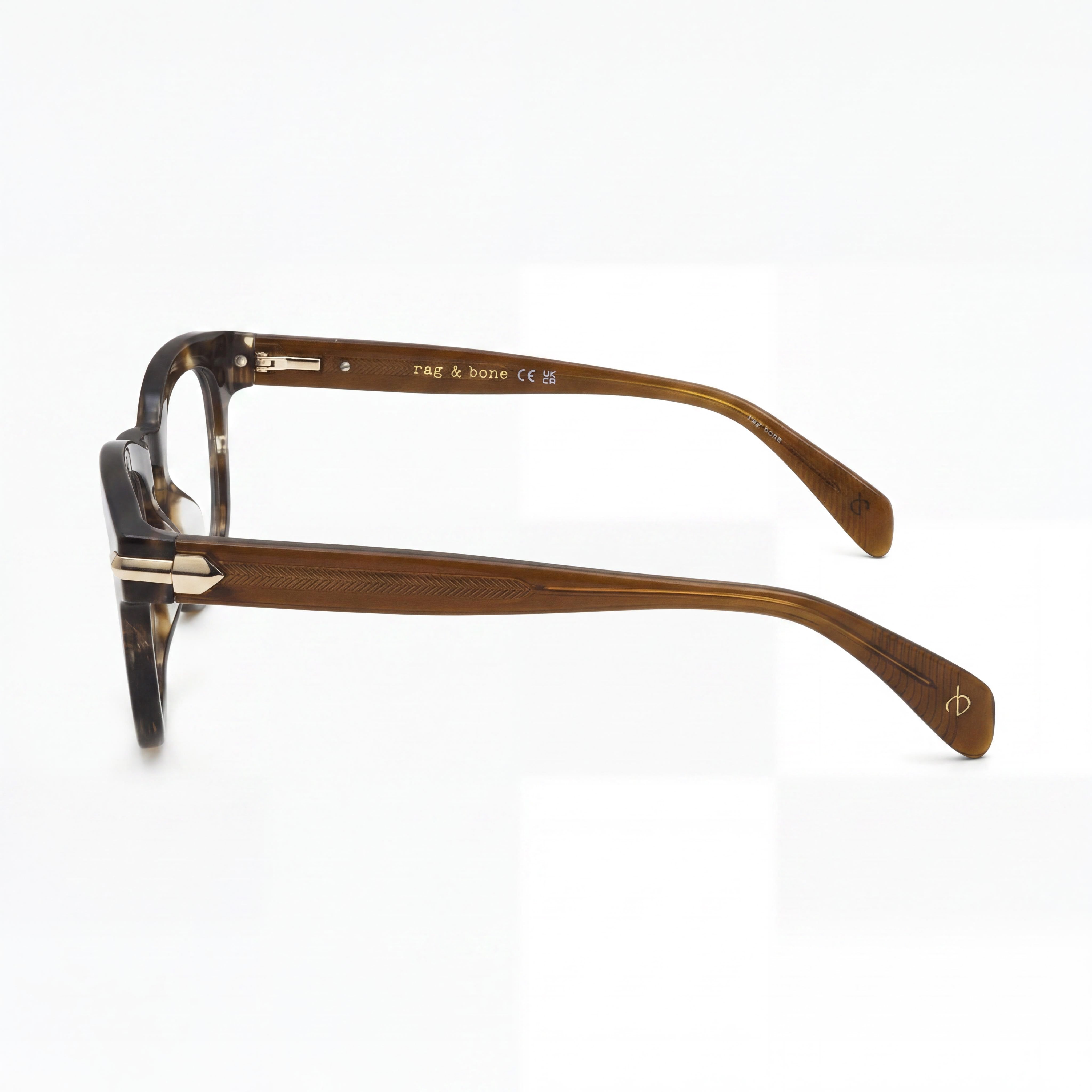 rag & bone Casual Men’s Eyeglasses with Havana Acetate Frame, Lens Width 48mm, Bridge 24mm, Temple 145mm, Photo 2