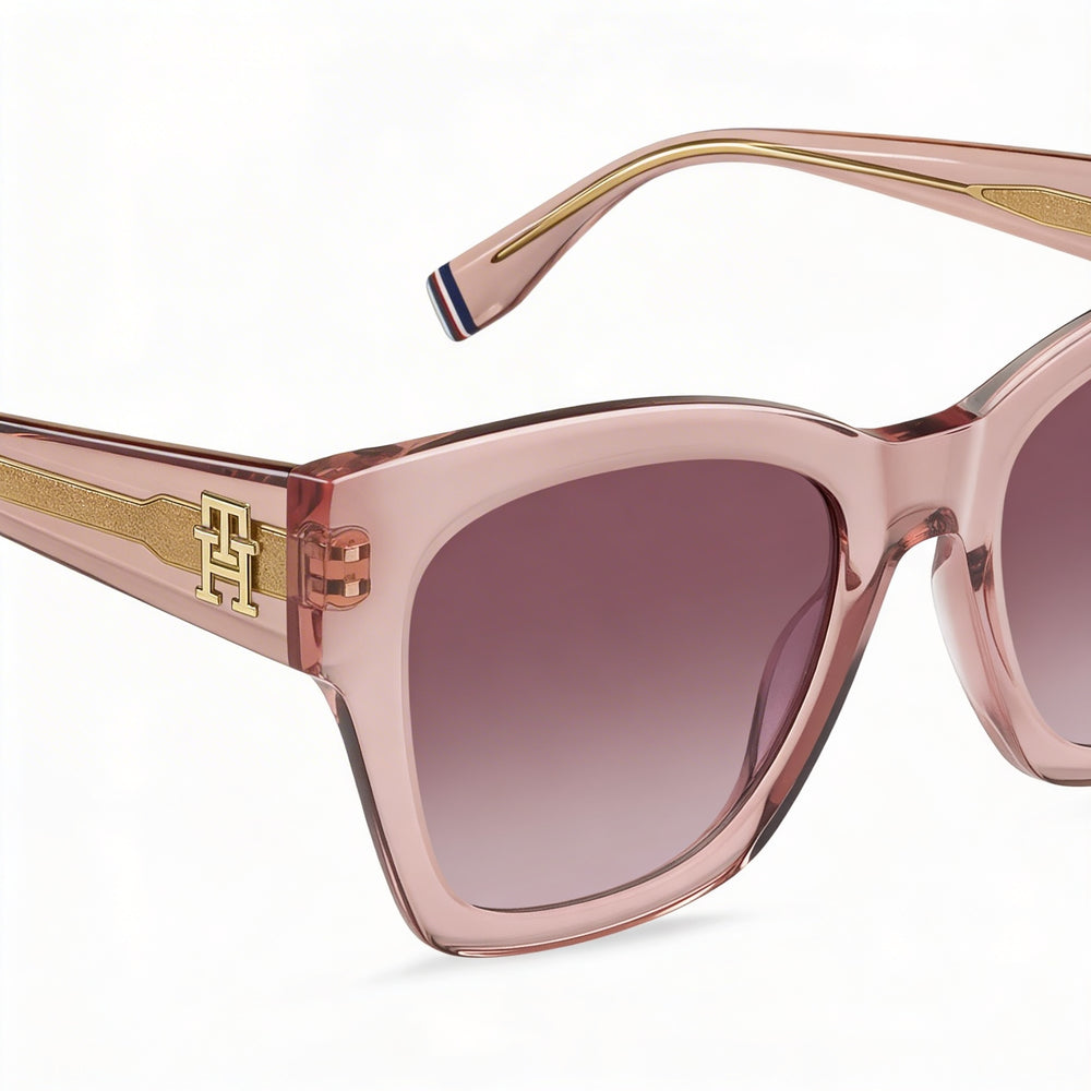 Gafas de Sol Tommy Hilfiger Th 2156/S para Mujer, Rosas de Acetato con Cristales Dobles en Tono Rosa, 100 % Protección UV, Lente de 52 mm, Puente de 20 mm