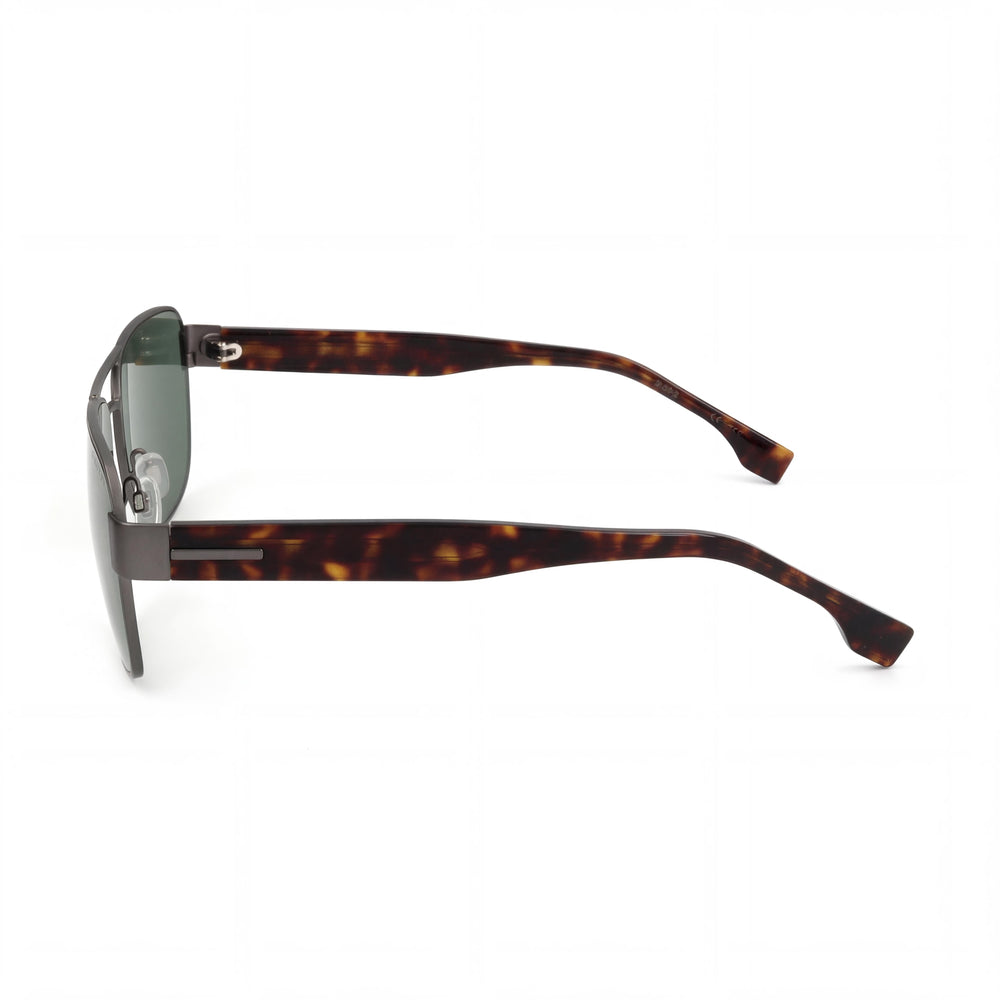 Gafas de sol unisex modernas Hugo Boss, acero inoxidable, havana, lentes verdes, protección UV, 60 mm